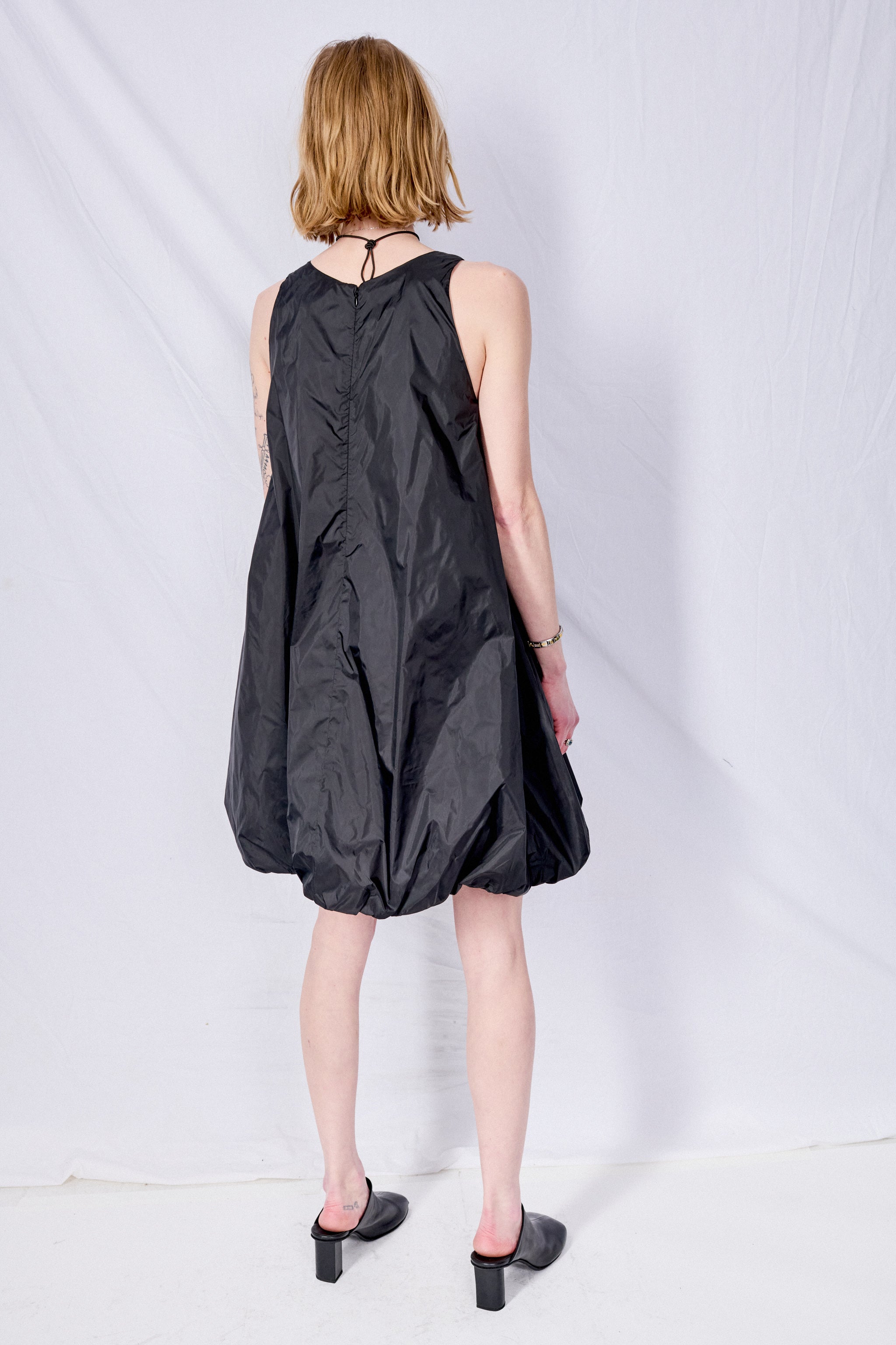 Black Nylon Volume Mini Dress