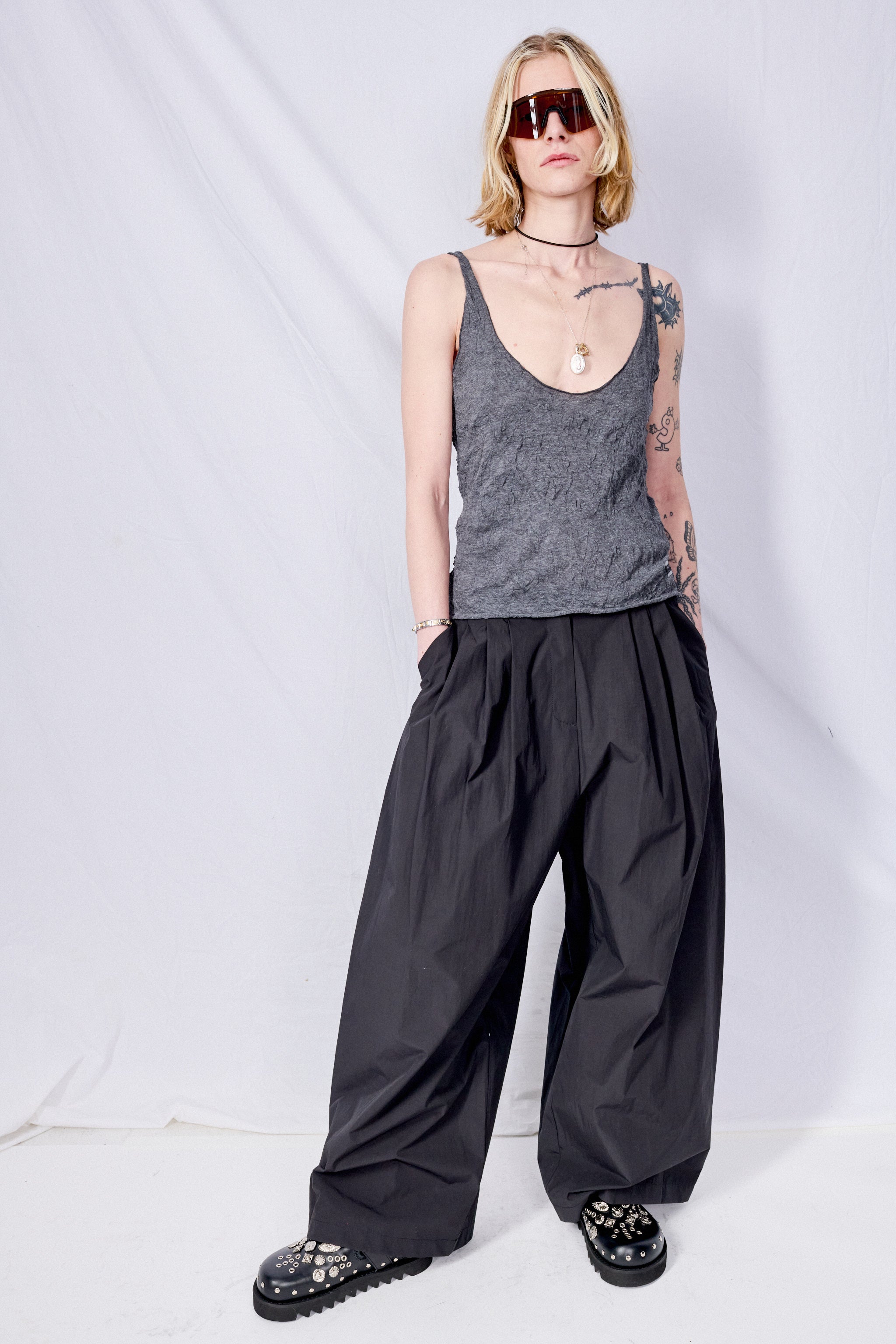 Anthracite Crinkle Gauze Bathe Tank
