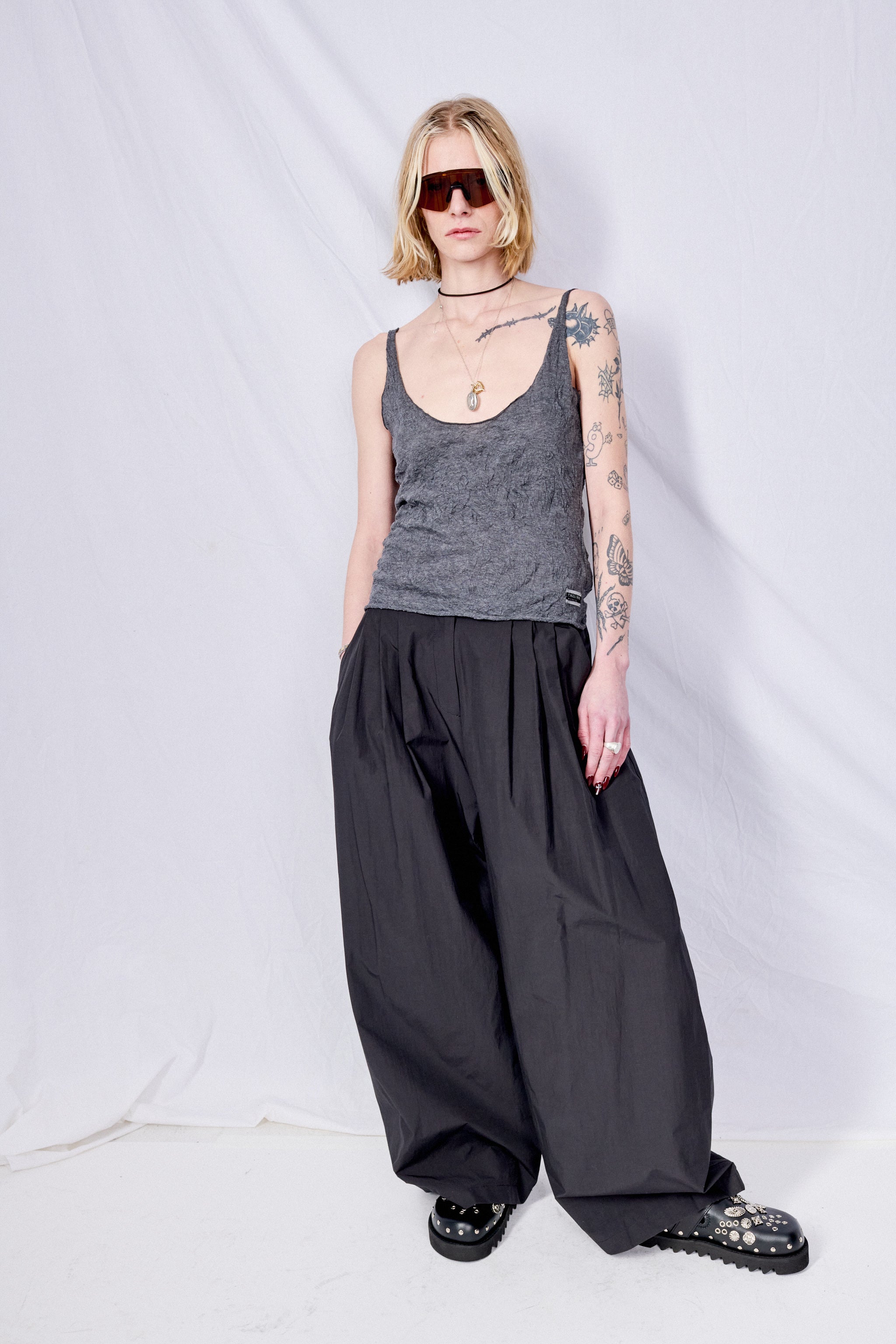 Anthracite Crinkle Gauze Bathe Tank