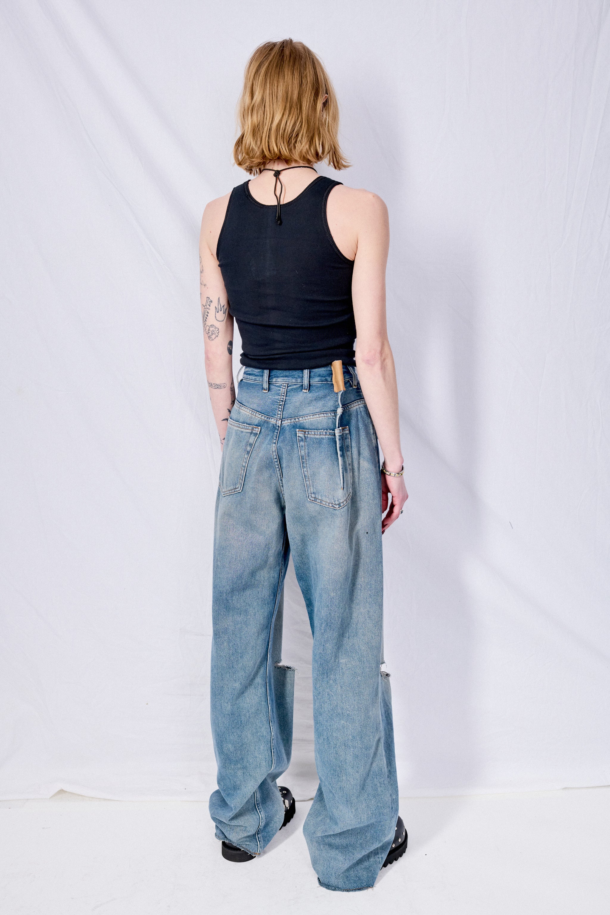 Blue Grey Aged Denim Jean