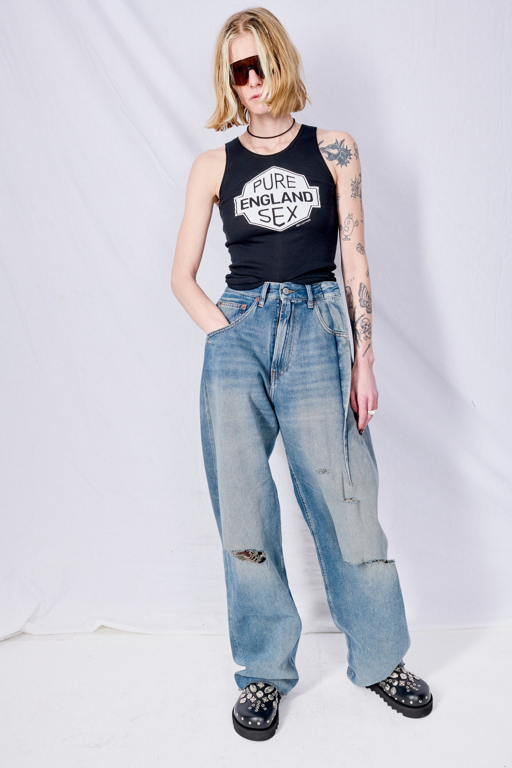 Blue Grey Aged Denim Jean