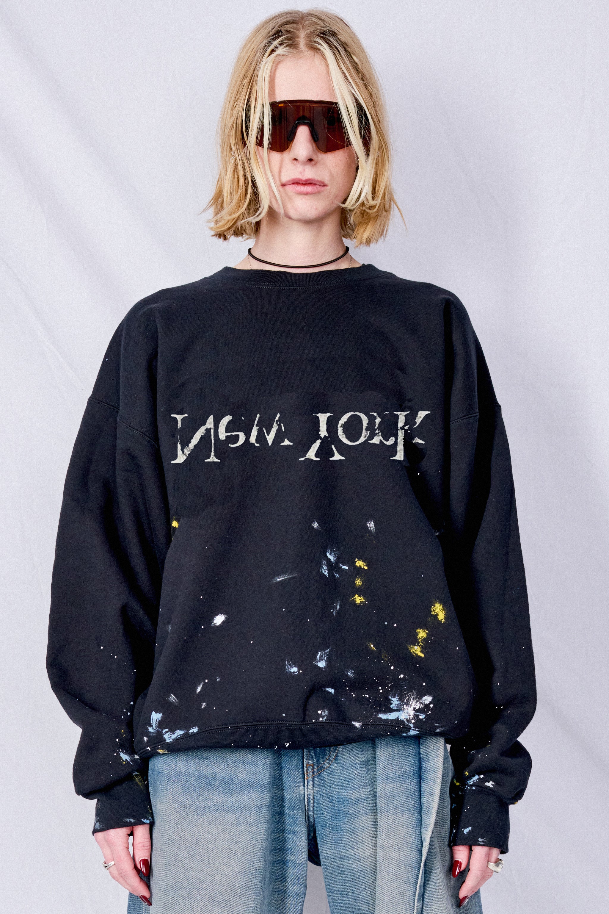Black Painted New York Logo Sweatshirt