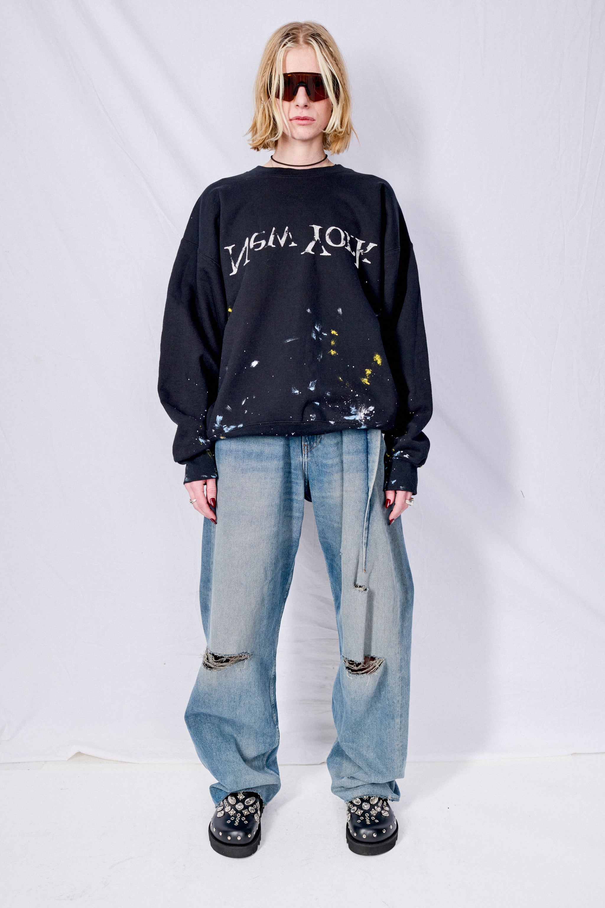 Black Painted New York Logo Sweatshirt
