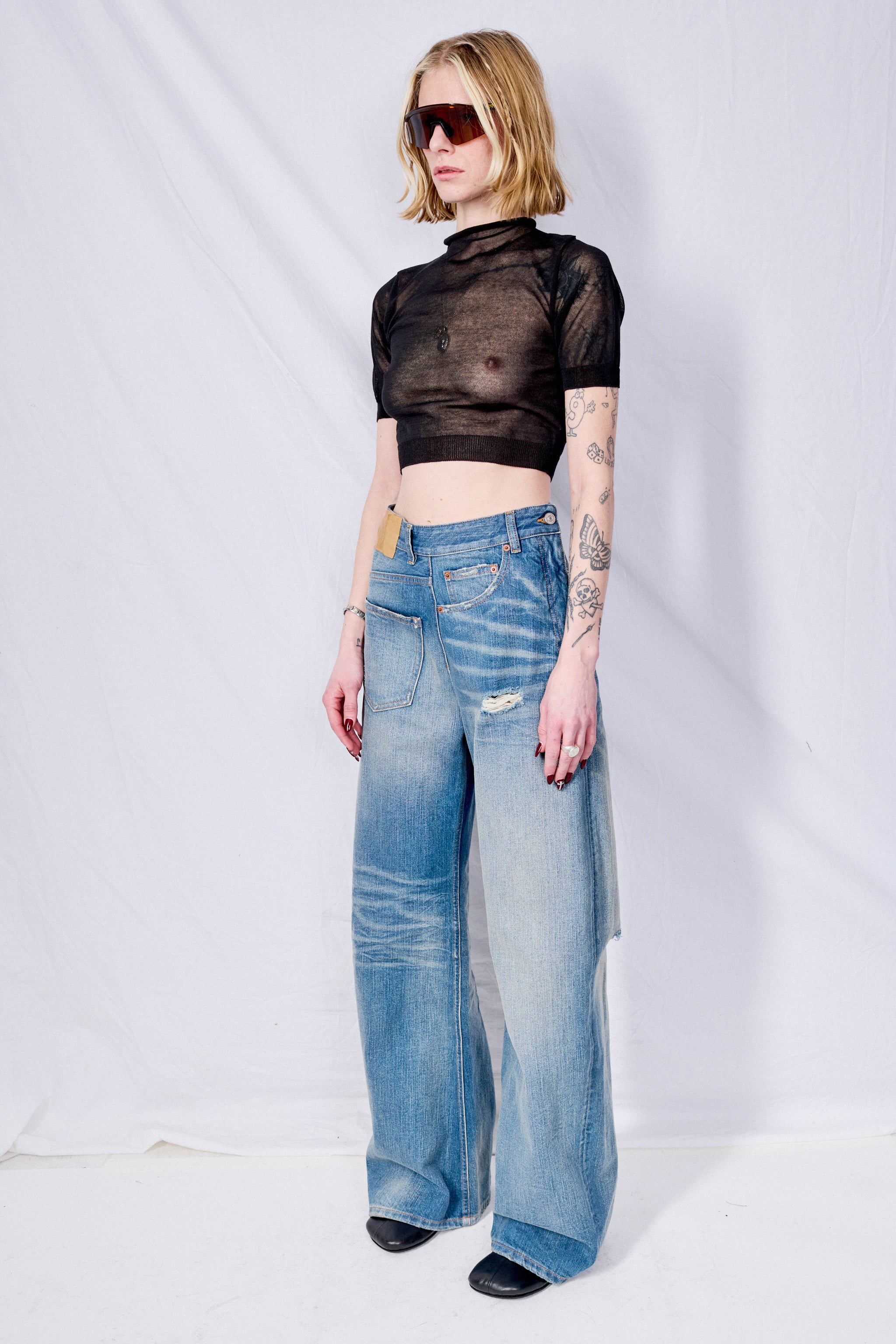 Black Sheer Cropped Knit - Amomento – Assembly New York Black Sheer Cropped Knit - Amomento – Assembly New York