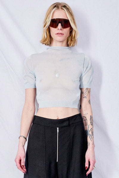 トップス AMOMENT sheer cropped knit AMOMENTO JP