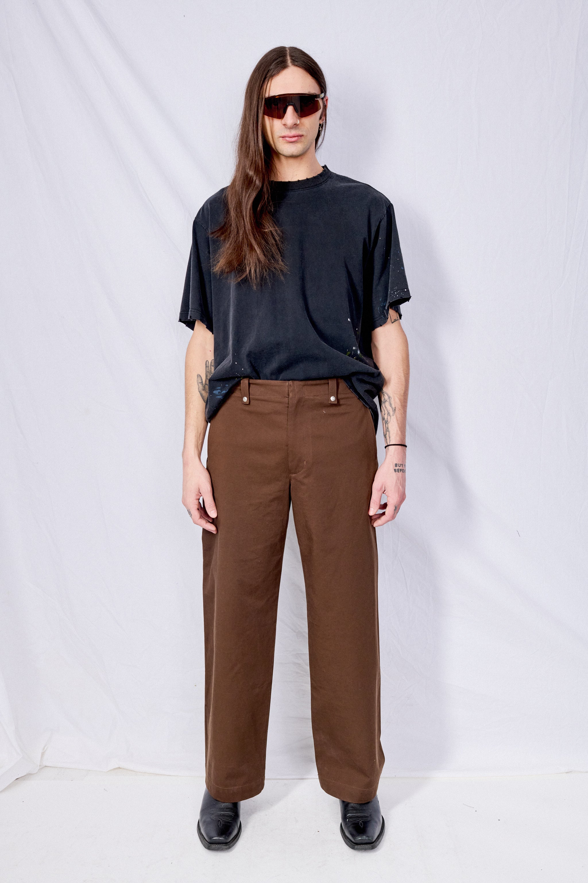 Brown Wide Chino Pants
