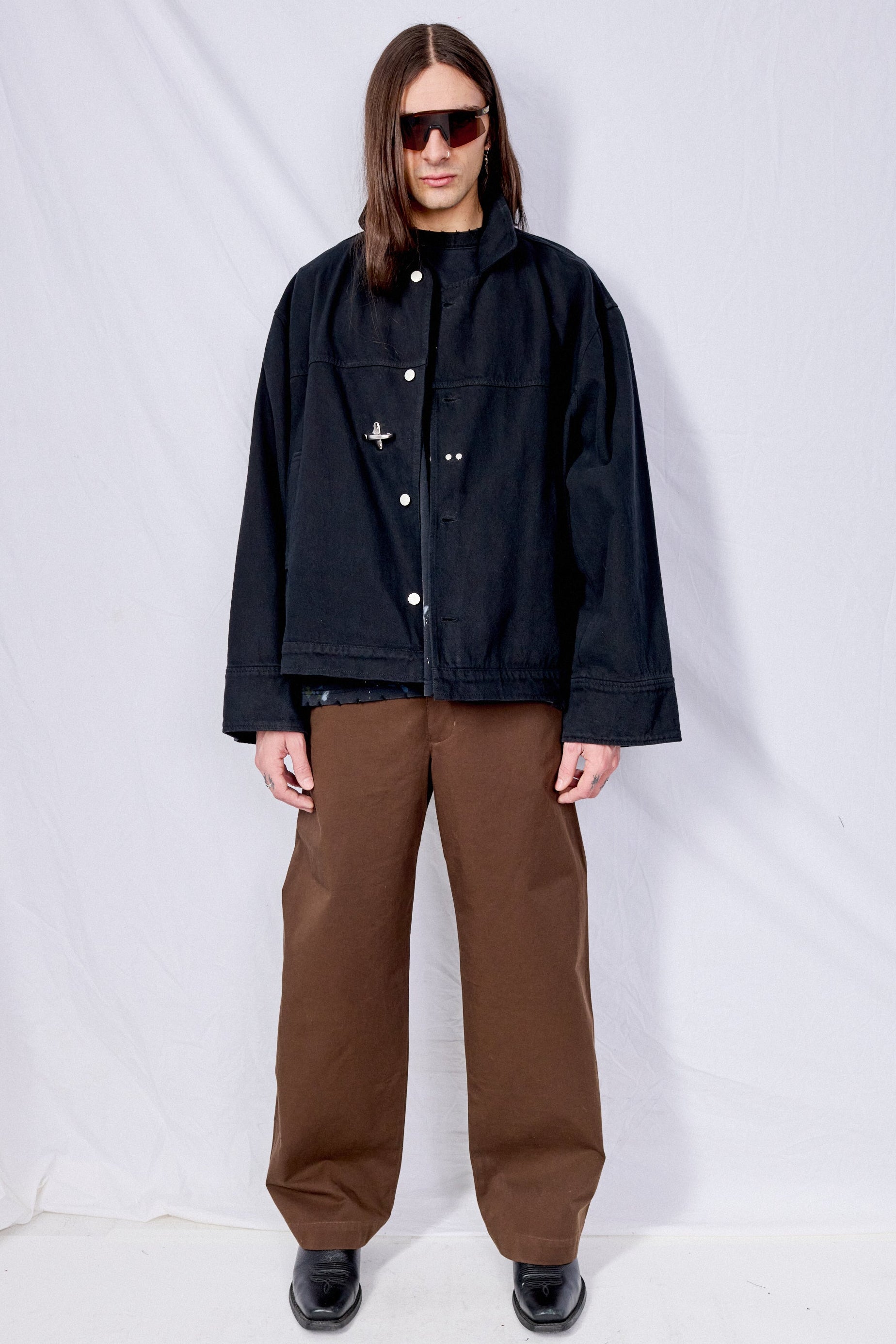 Black Denim Fireman Box Jacket
