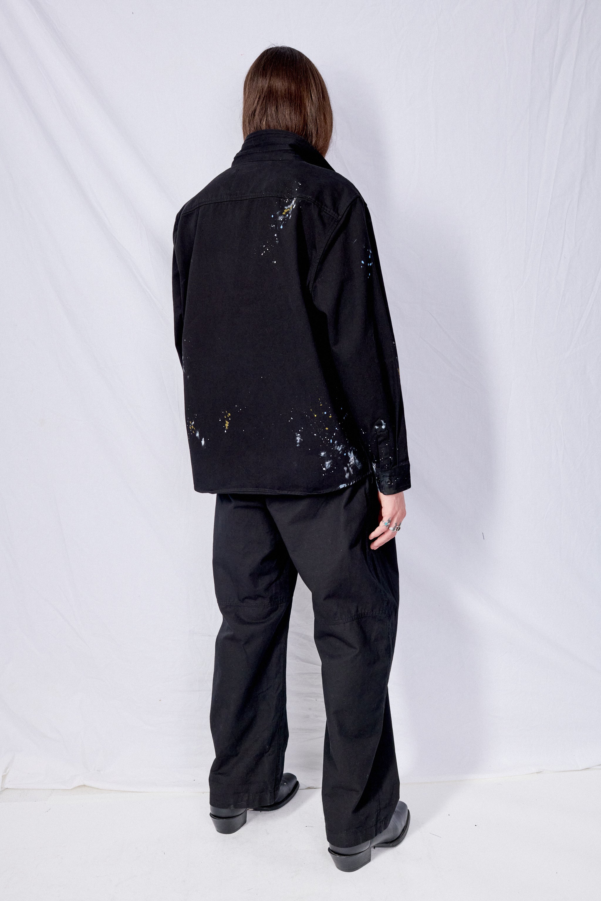 Black Painted Button Up