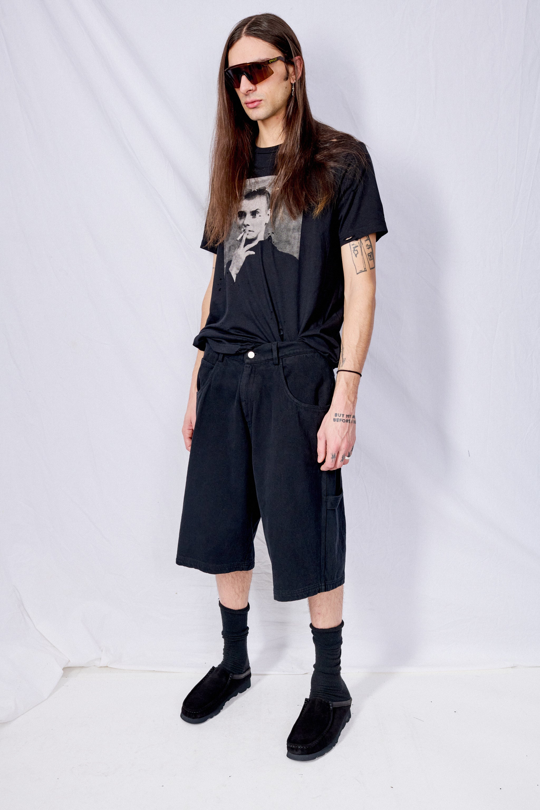 Black Denim Painter Short