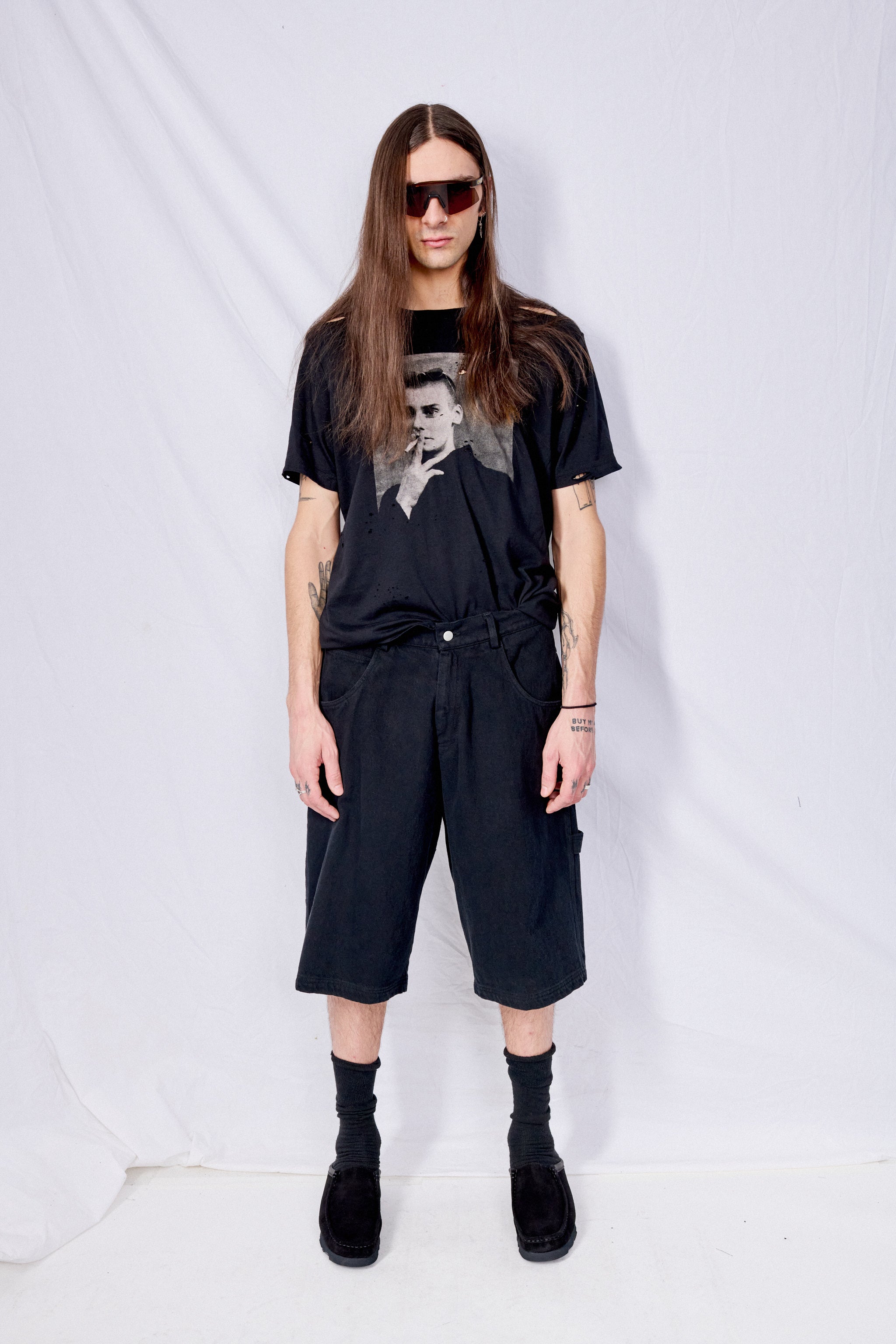 Black Denim Painter Short