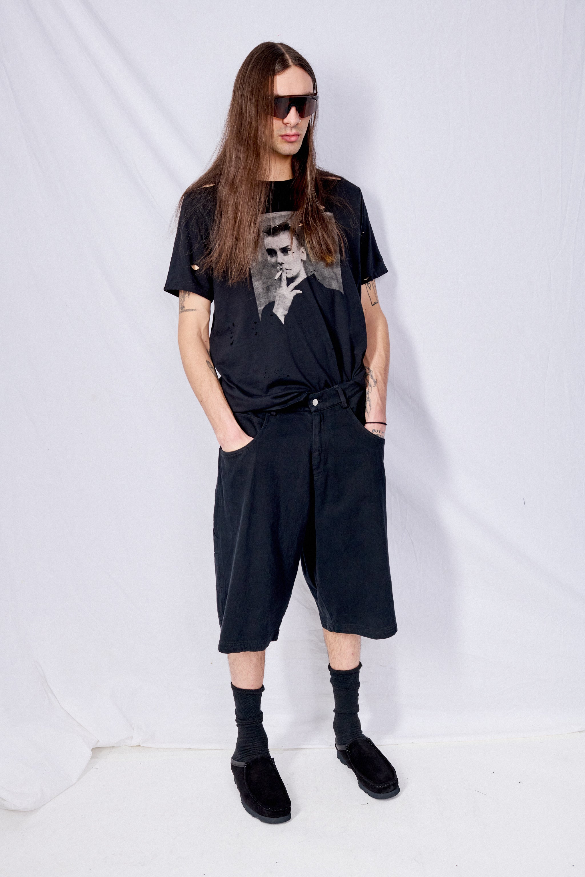 Black Denim Painter Short