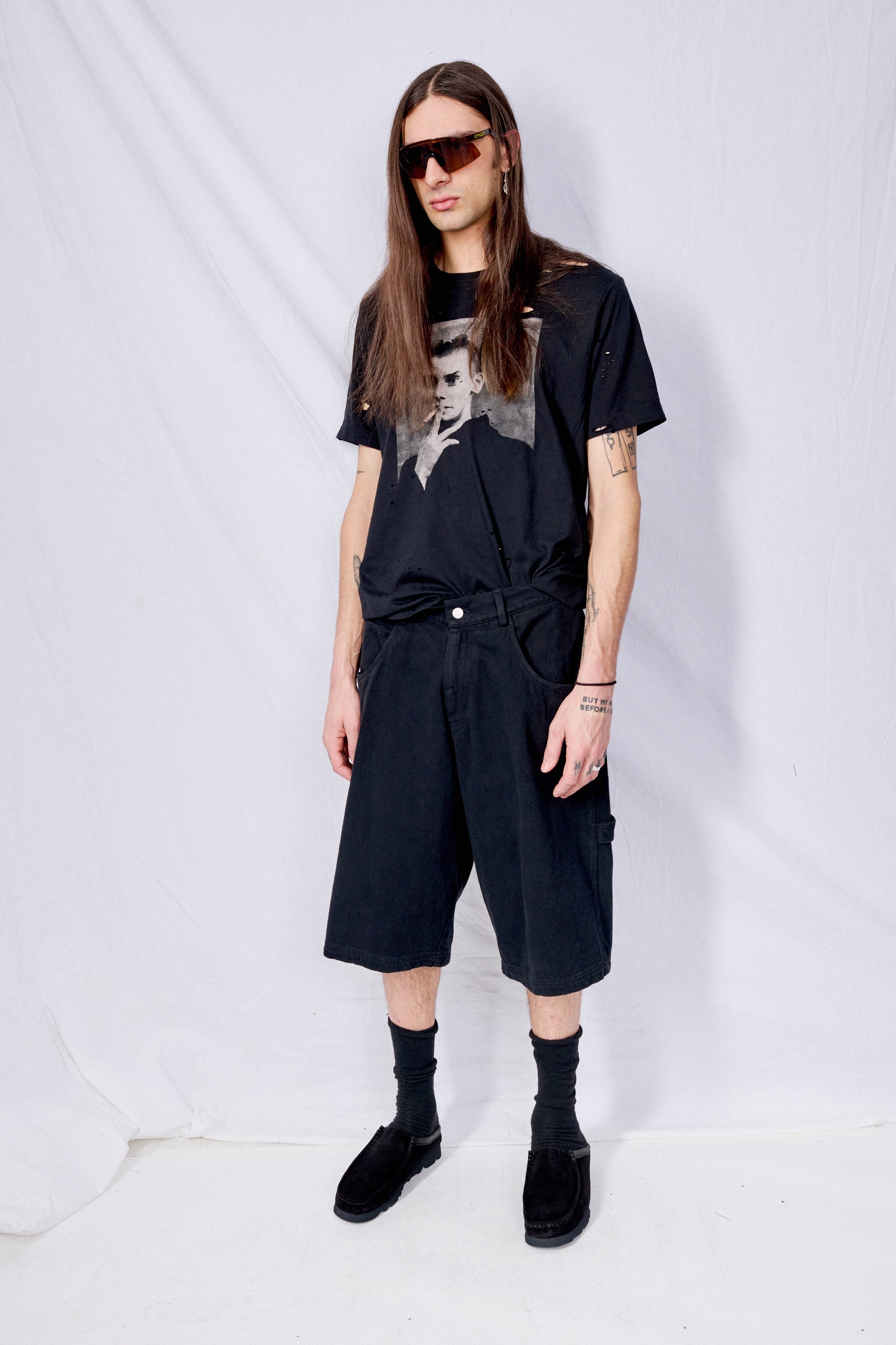 Black Denim Painter Short