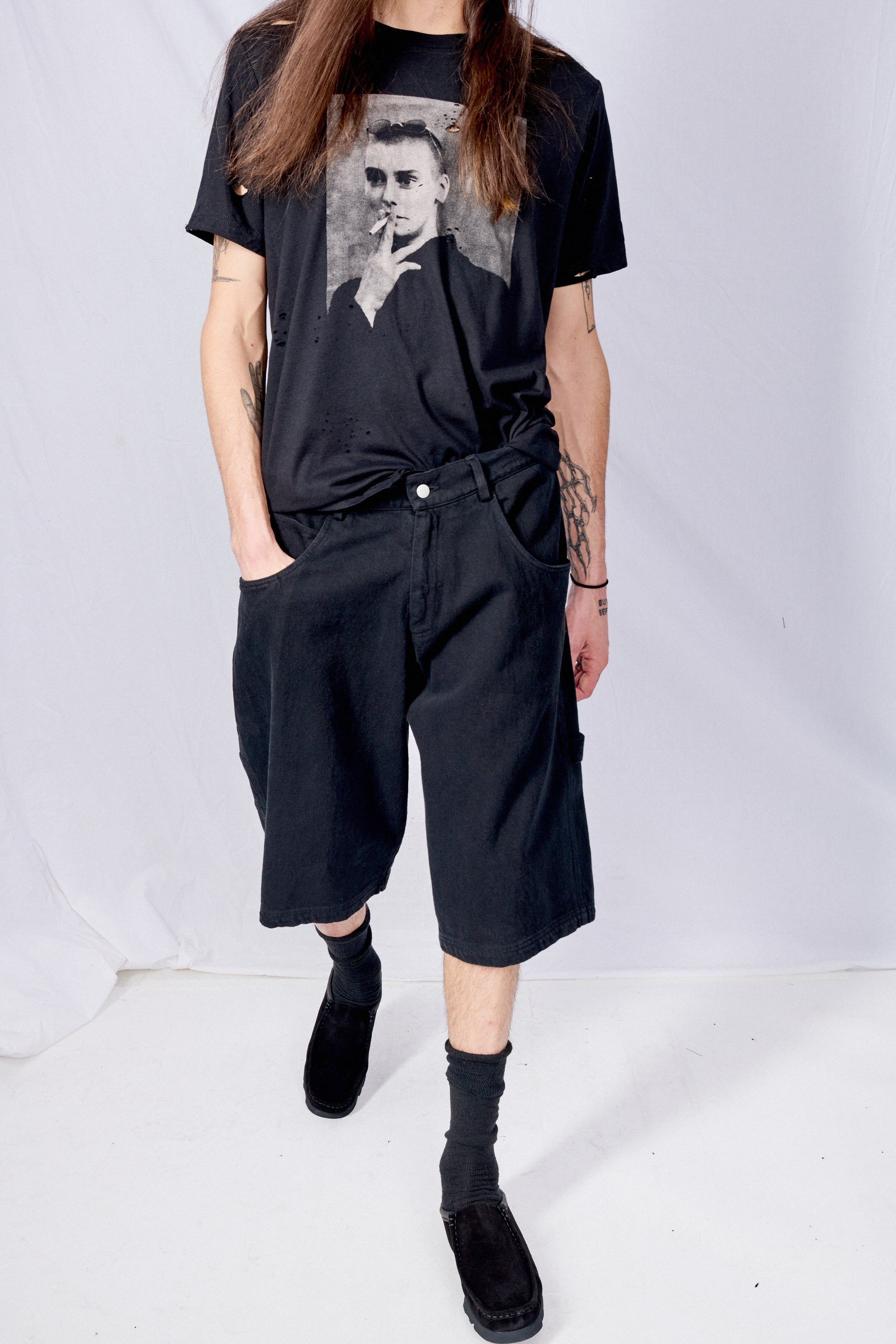 Black Denim Painter Short