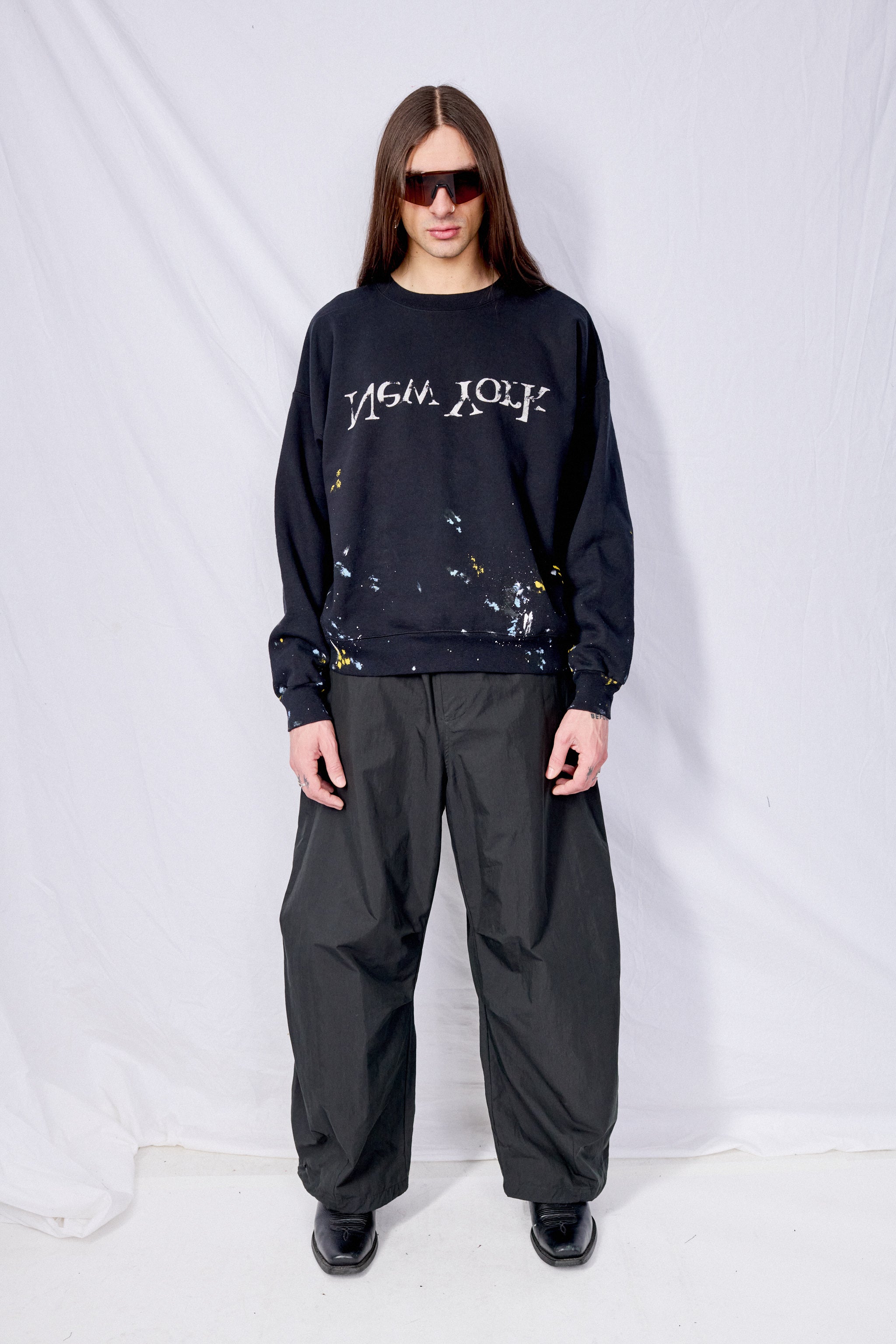 Black Painted New York Logo Sweatshirt