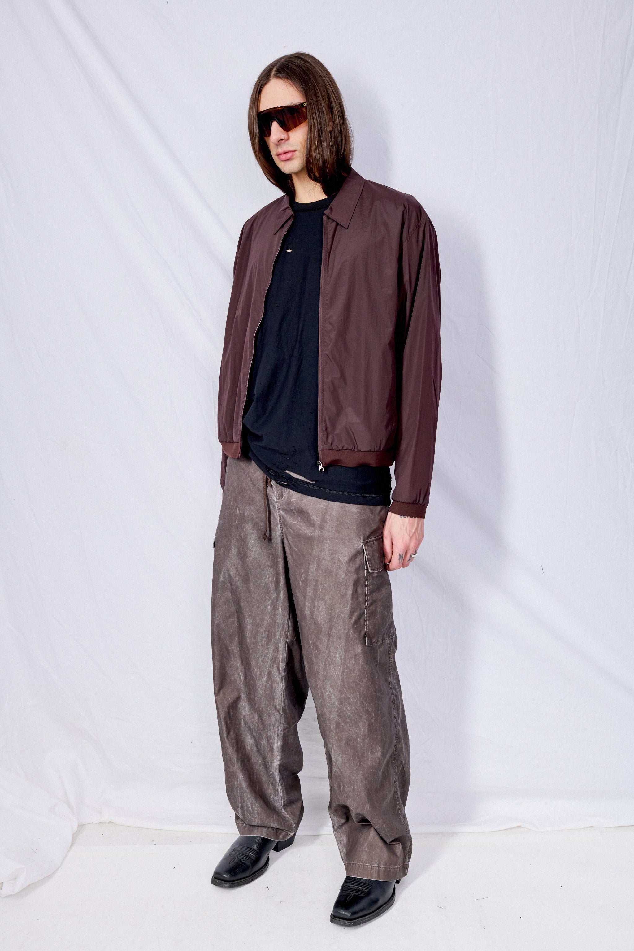 Brown Wash Out Nylon Way Trouser