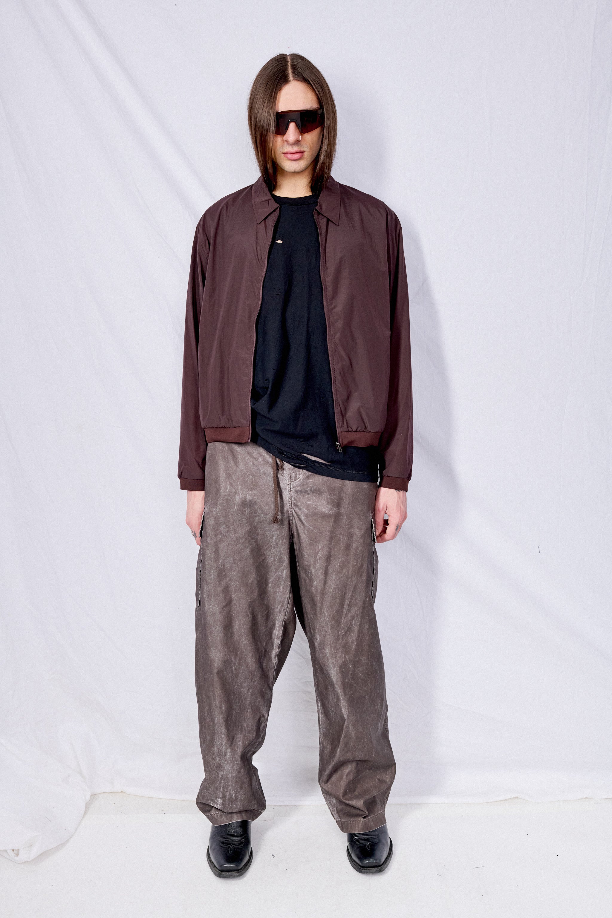 Brown Wash Out Nylon Way Trouser