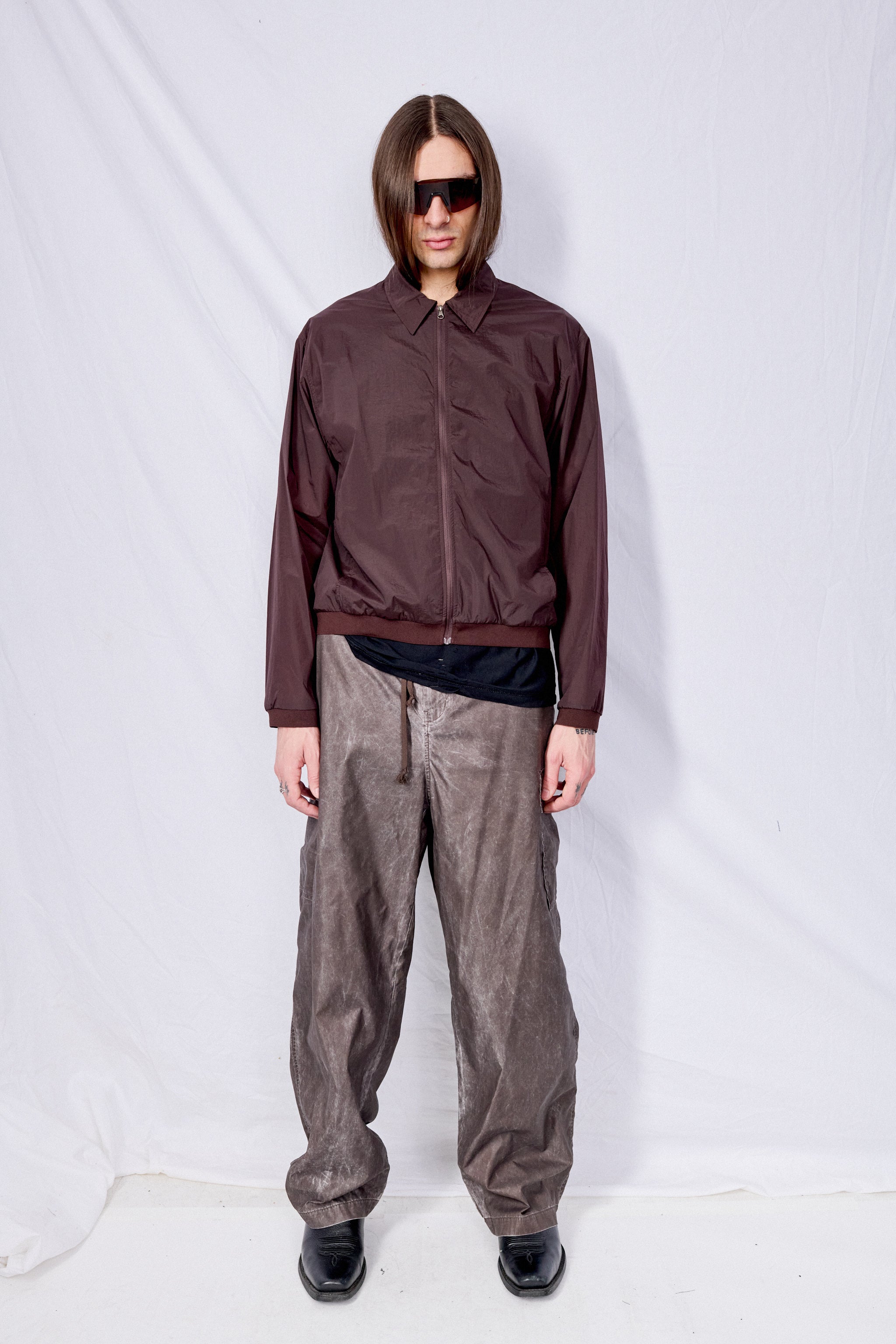 Brown Wash Out Nylon Way Trouser