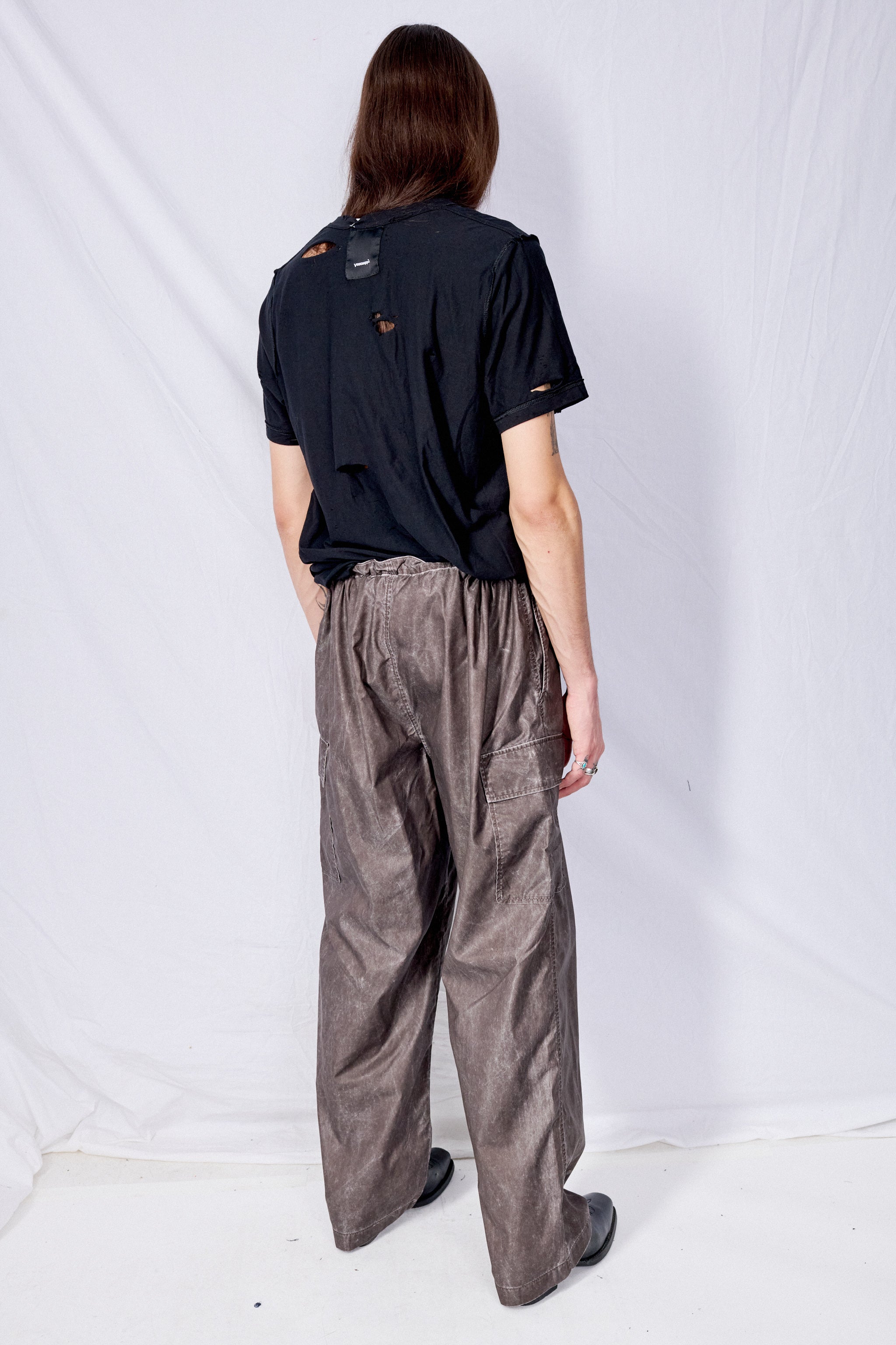 Brown Wash Out Nylon Way Trouser
