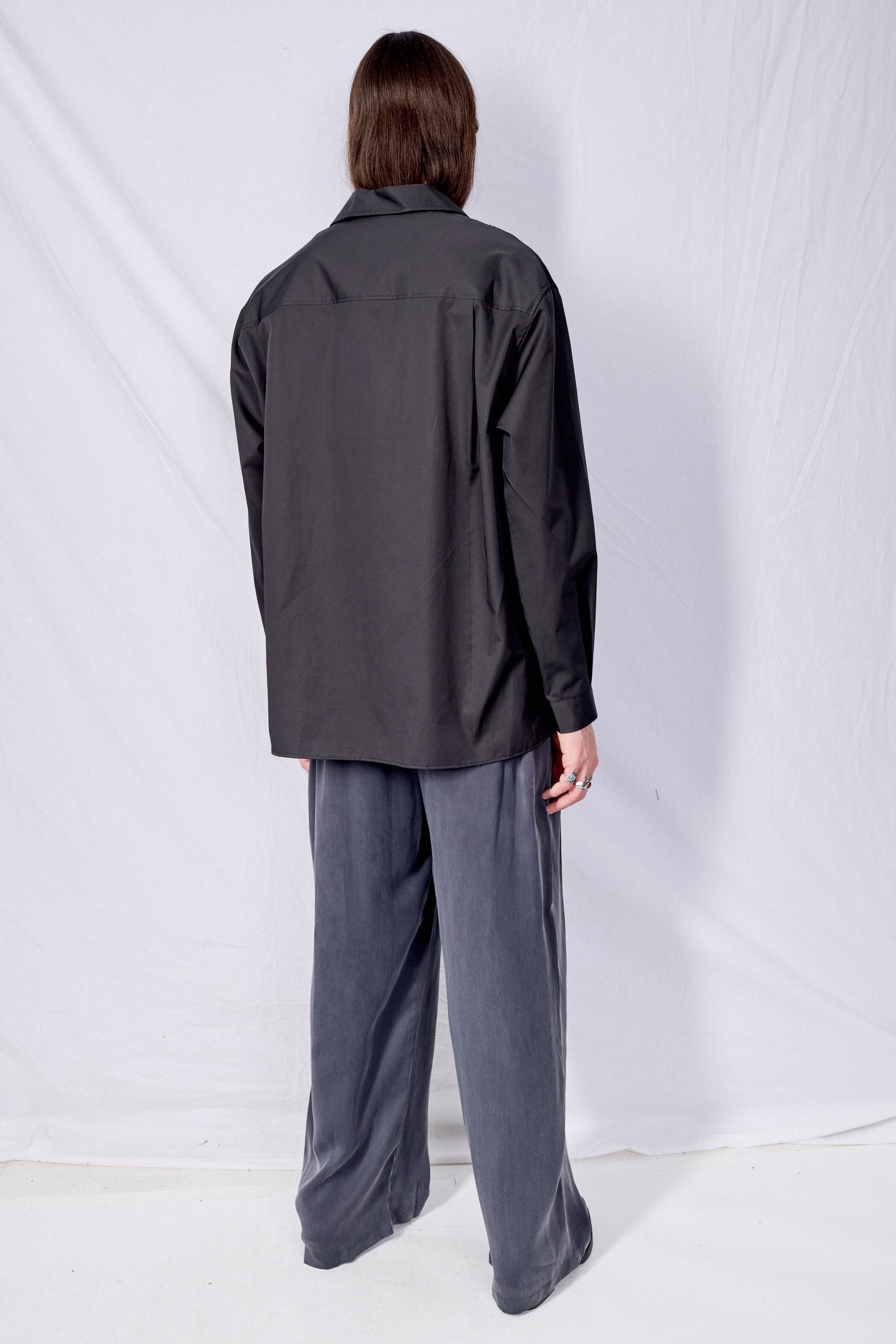 Black Open Collar Shirt