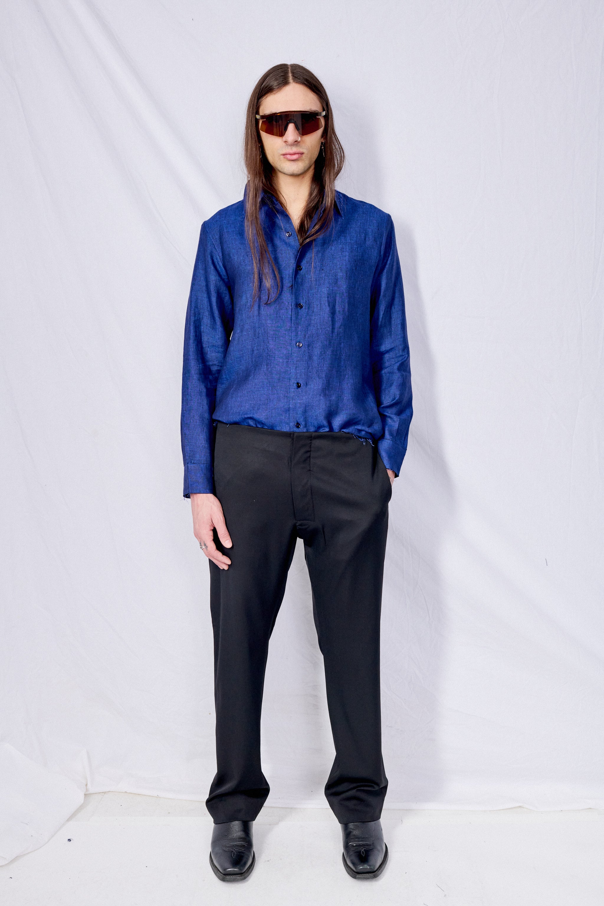 No.205 Black Summer Wool Tailored Trousers