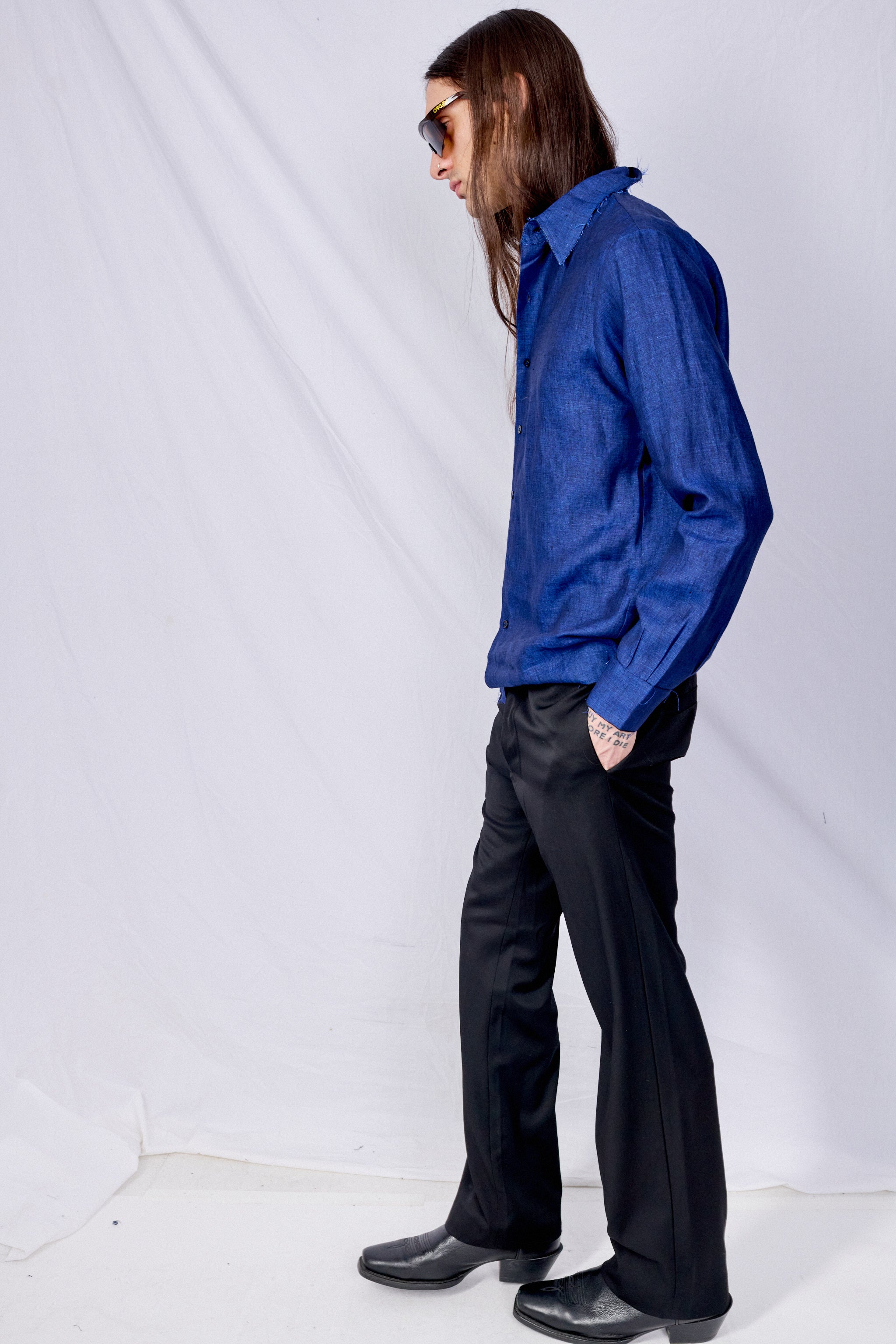 No.205 Black Summer Wool Tailored Trousers