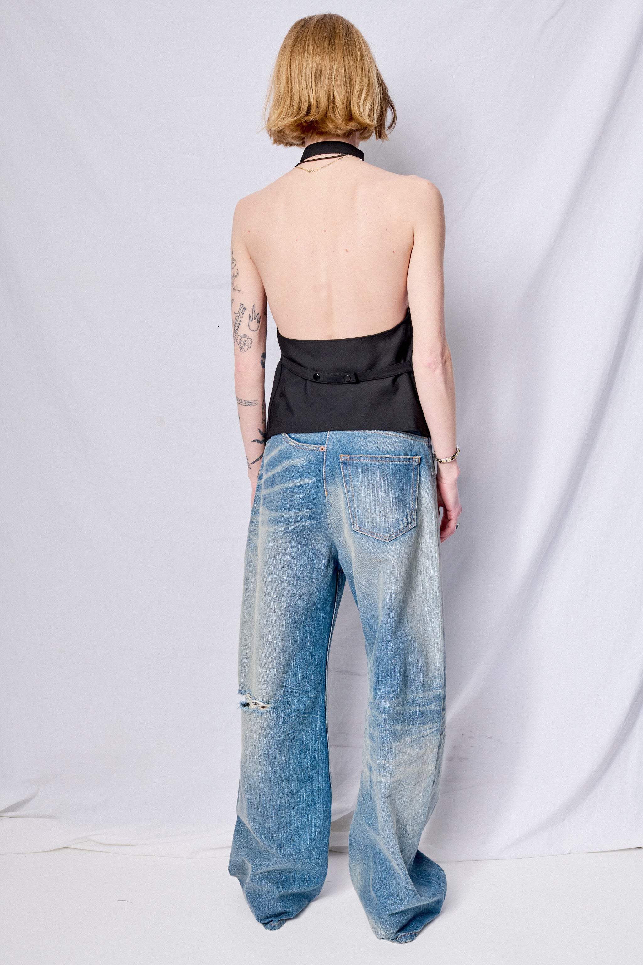 Black Suiting Halter Shirt