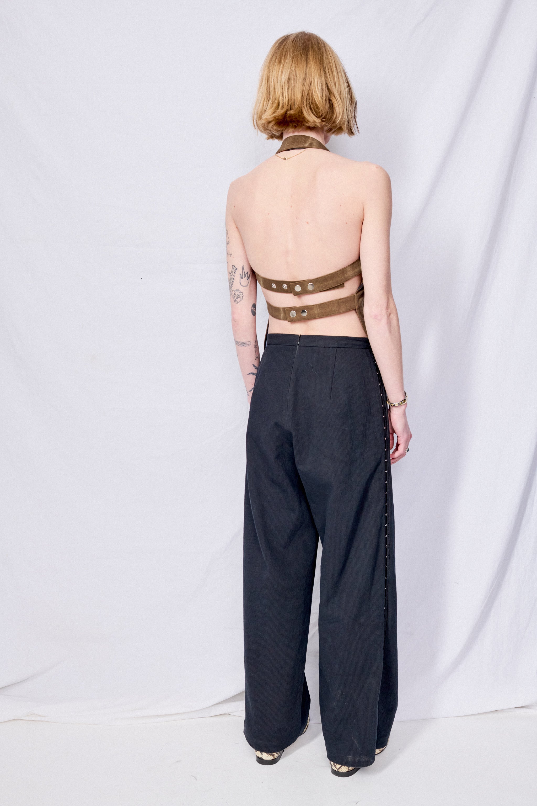 Canvas Overdye Strap Halter Top