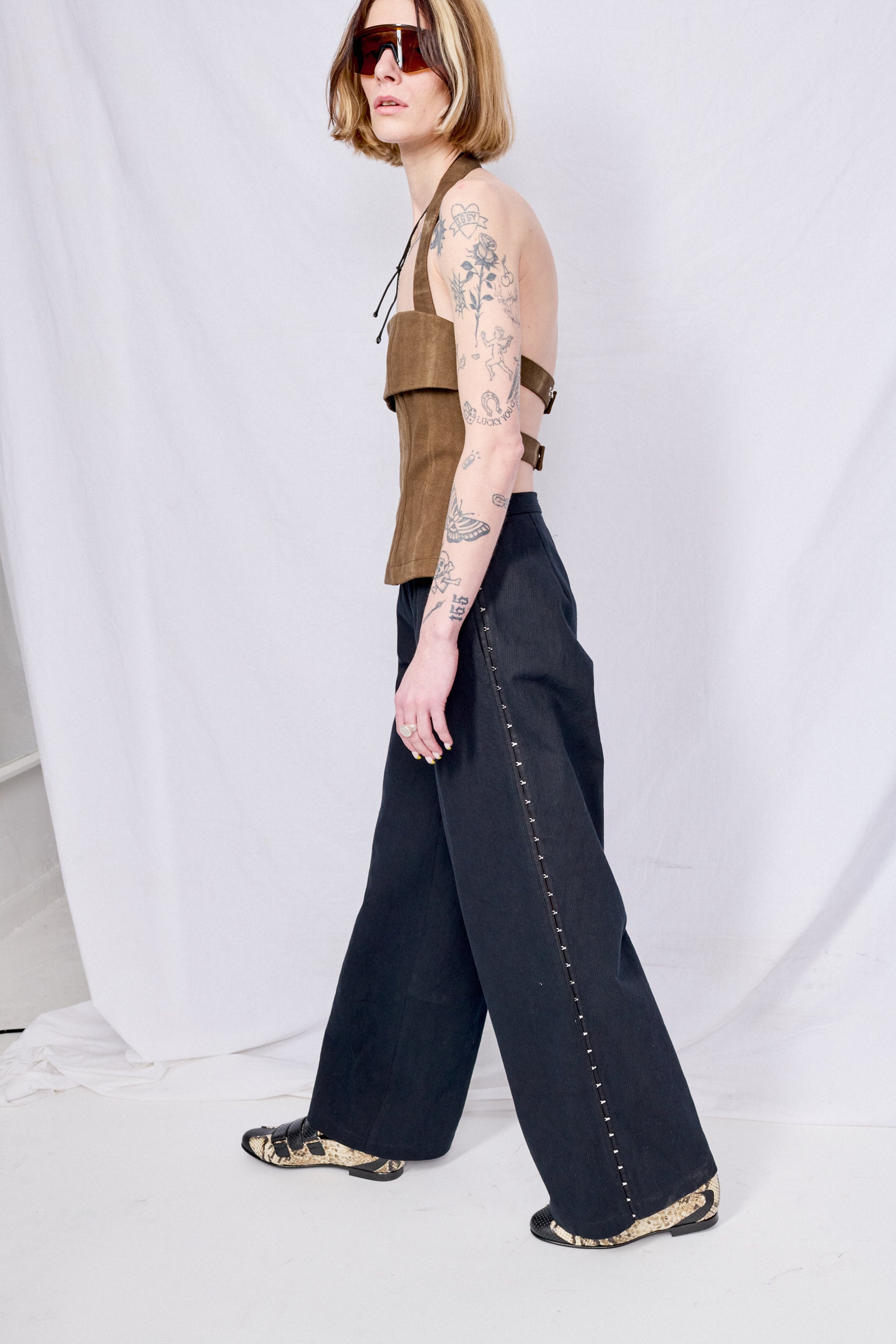 Canvas Overdye Strap Halter Top