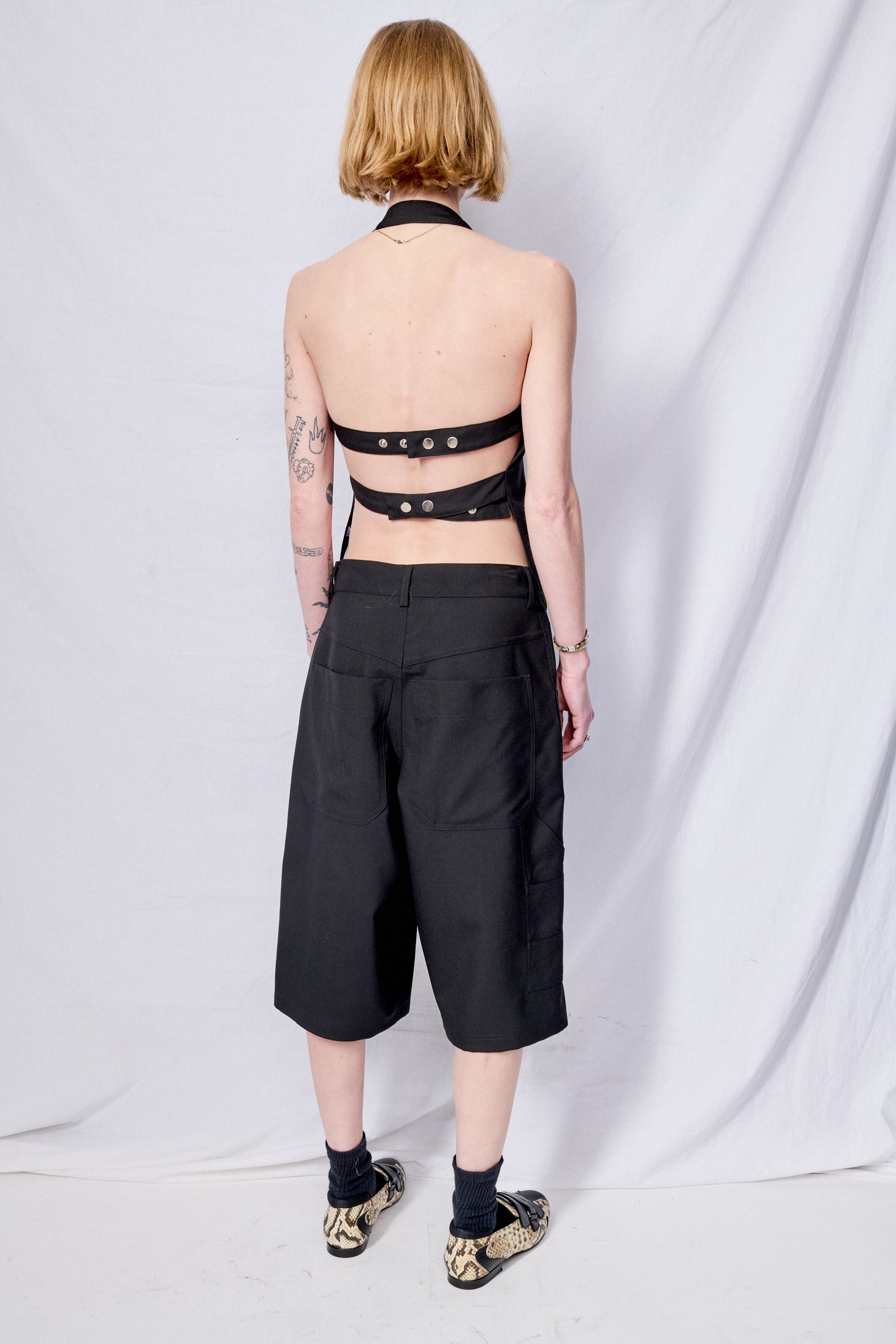 Black Suiting Strap Halter Top