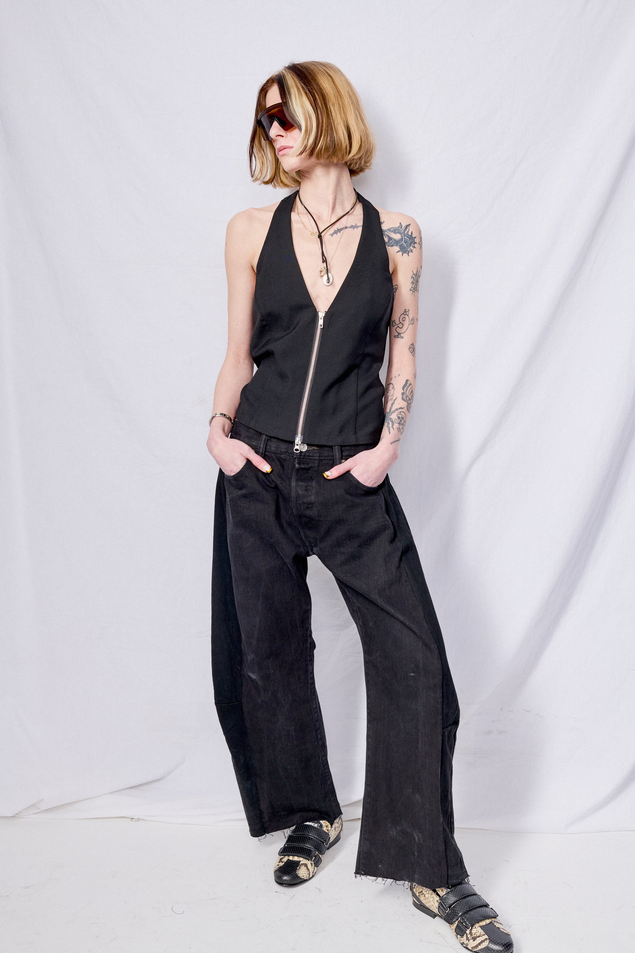 Black Suiting Halter Top