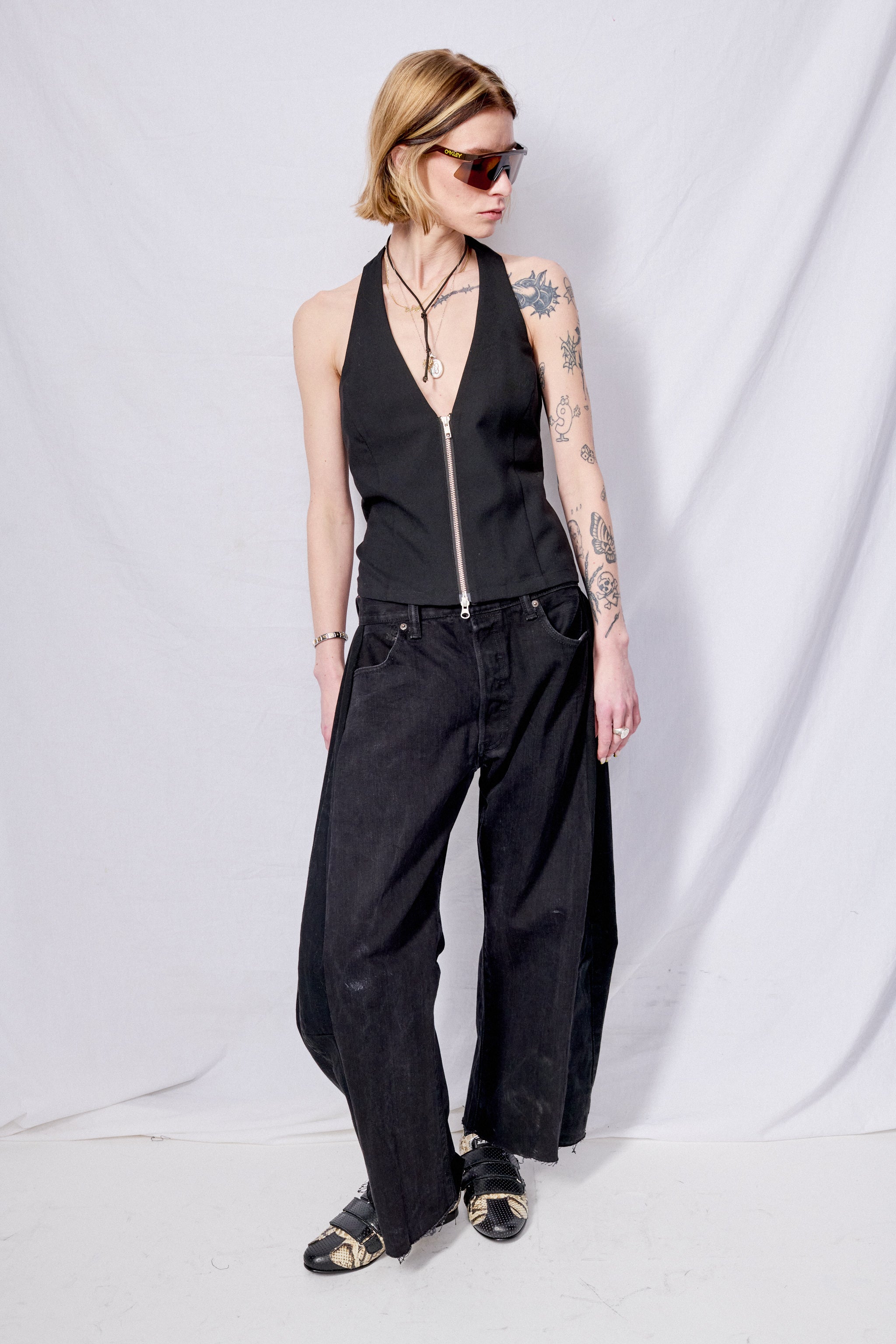 Black Suiting Halter Top