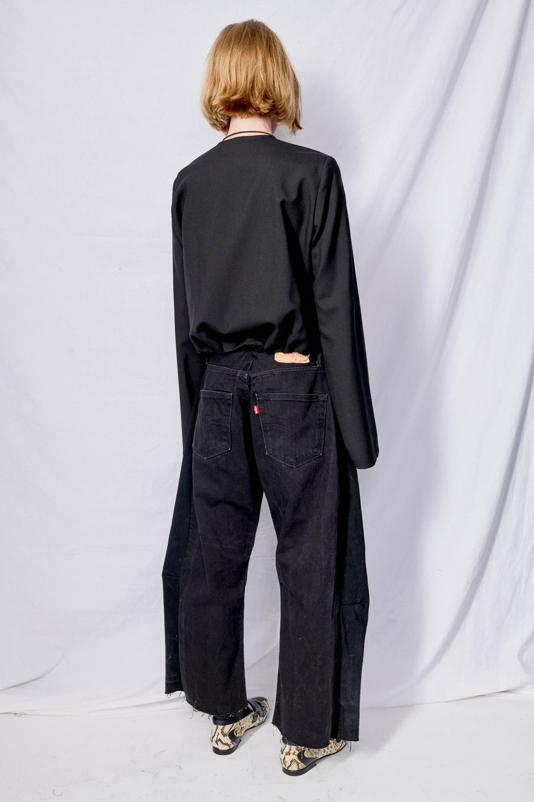 Black Suiting Draped Top