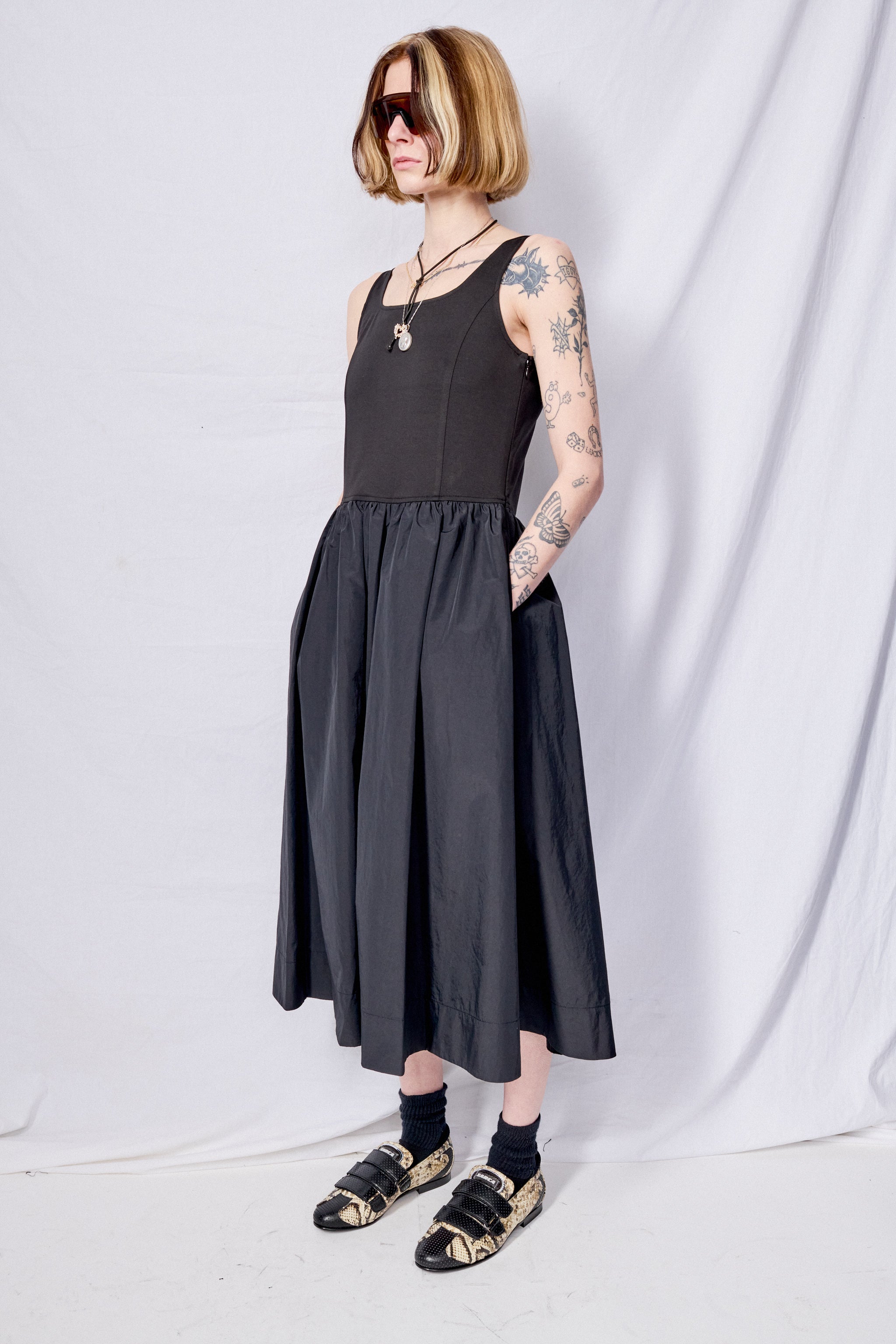 Black Jersey Mixed Long Dress - Dunst – Assembly New York