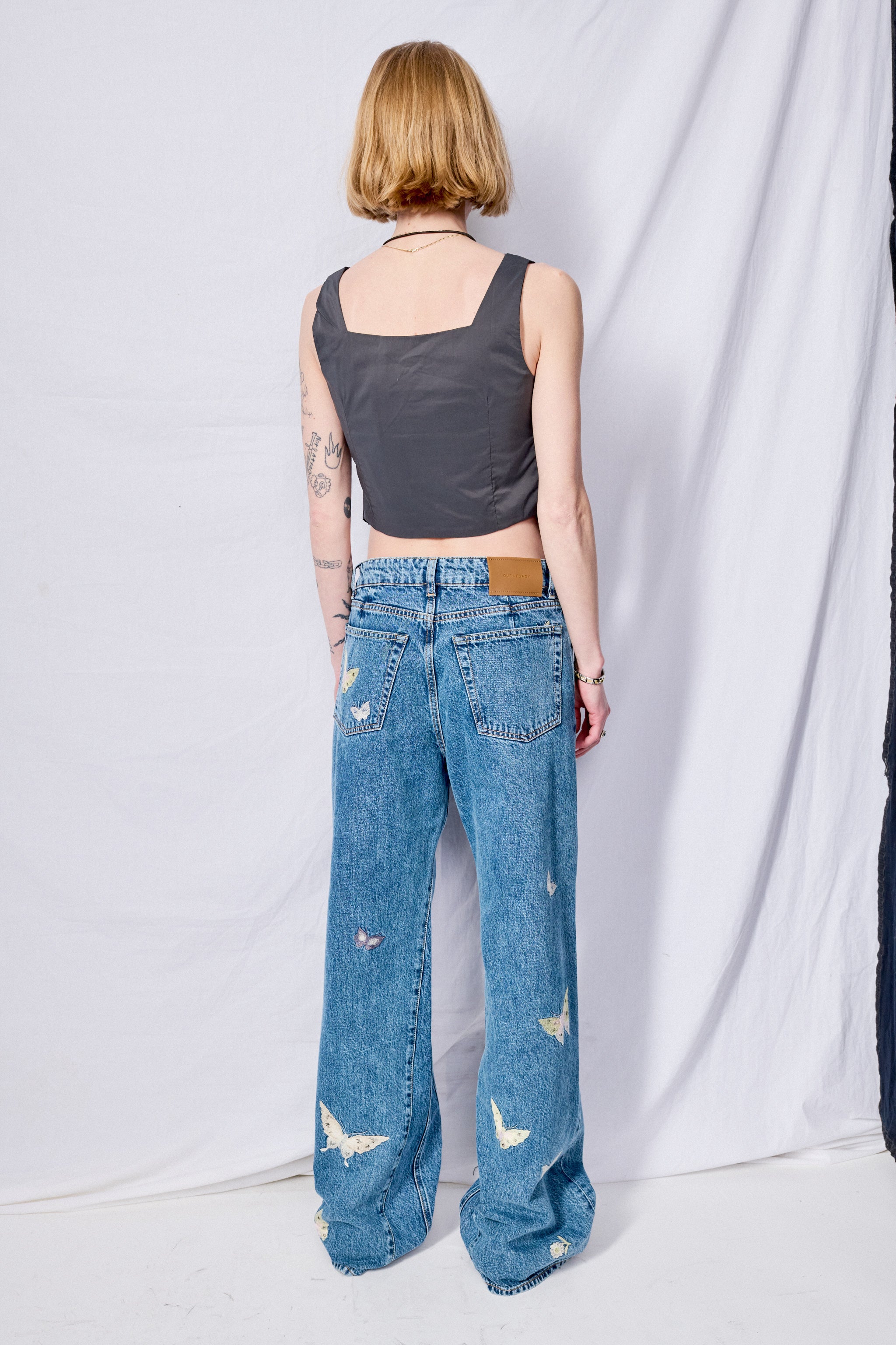Washed Black Draped Neck Top