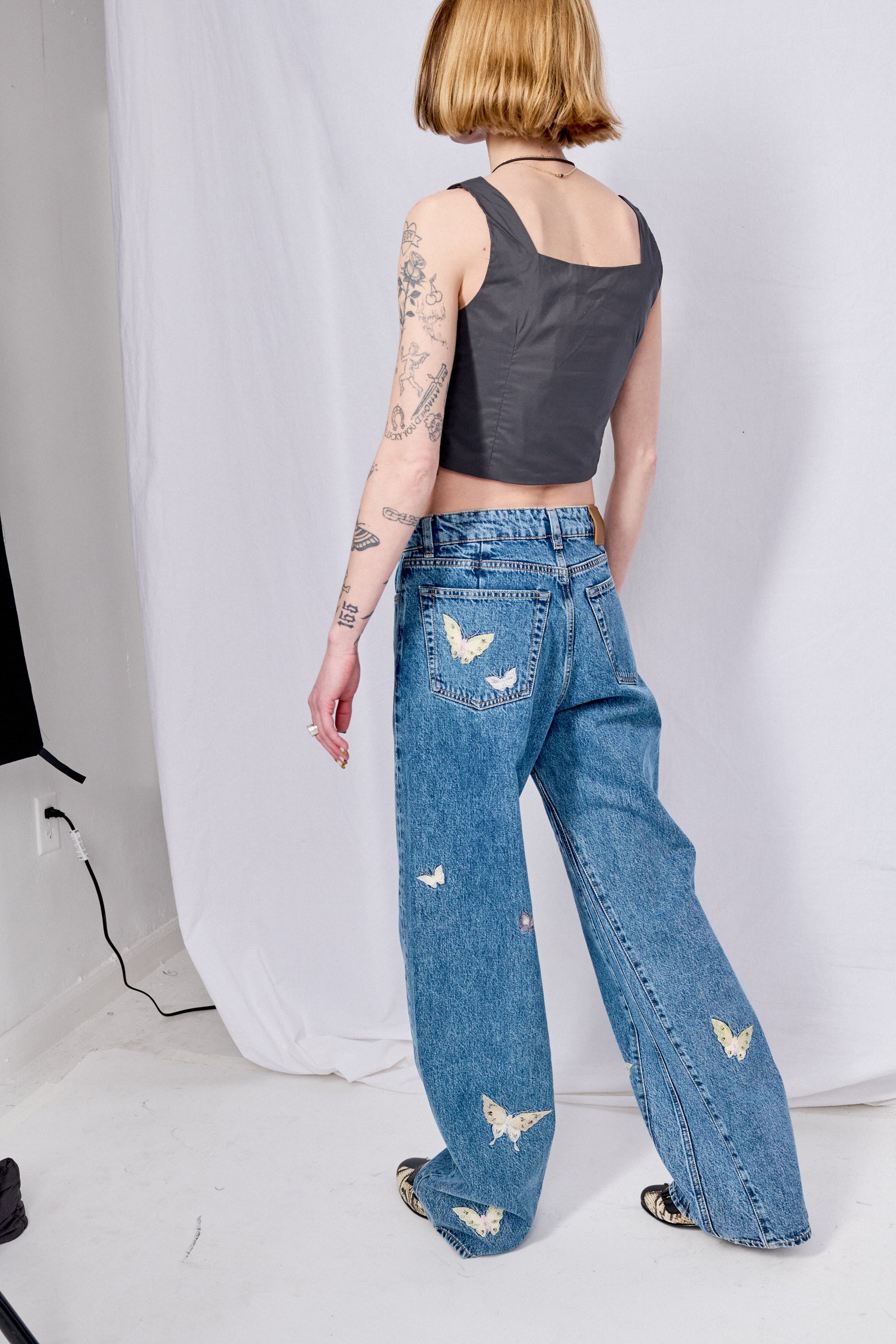 Washed Black Draped Neck Top