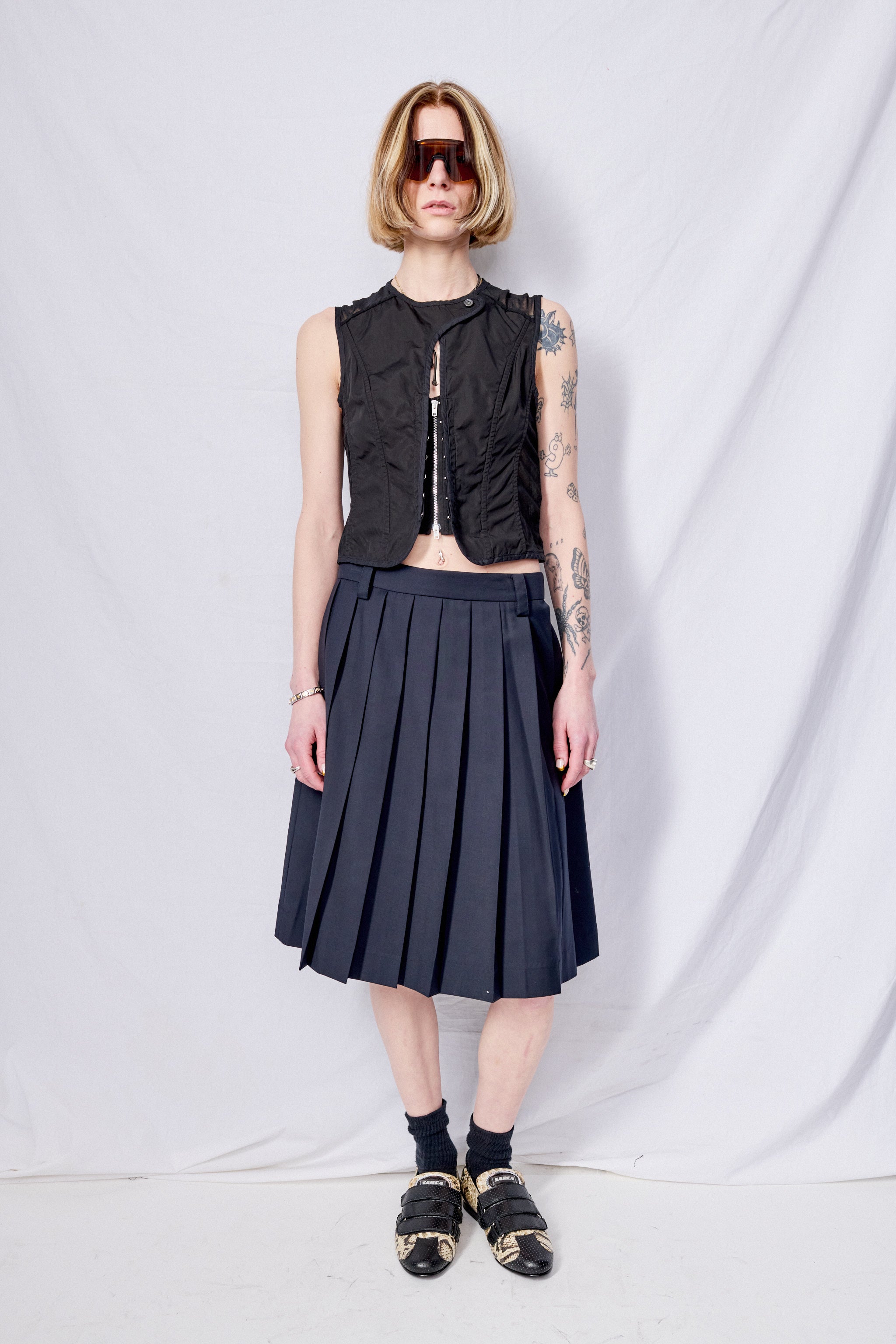 Black All Day Poplin Corset Vest