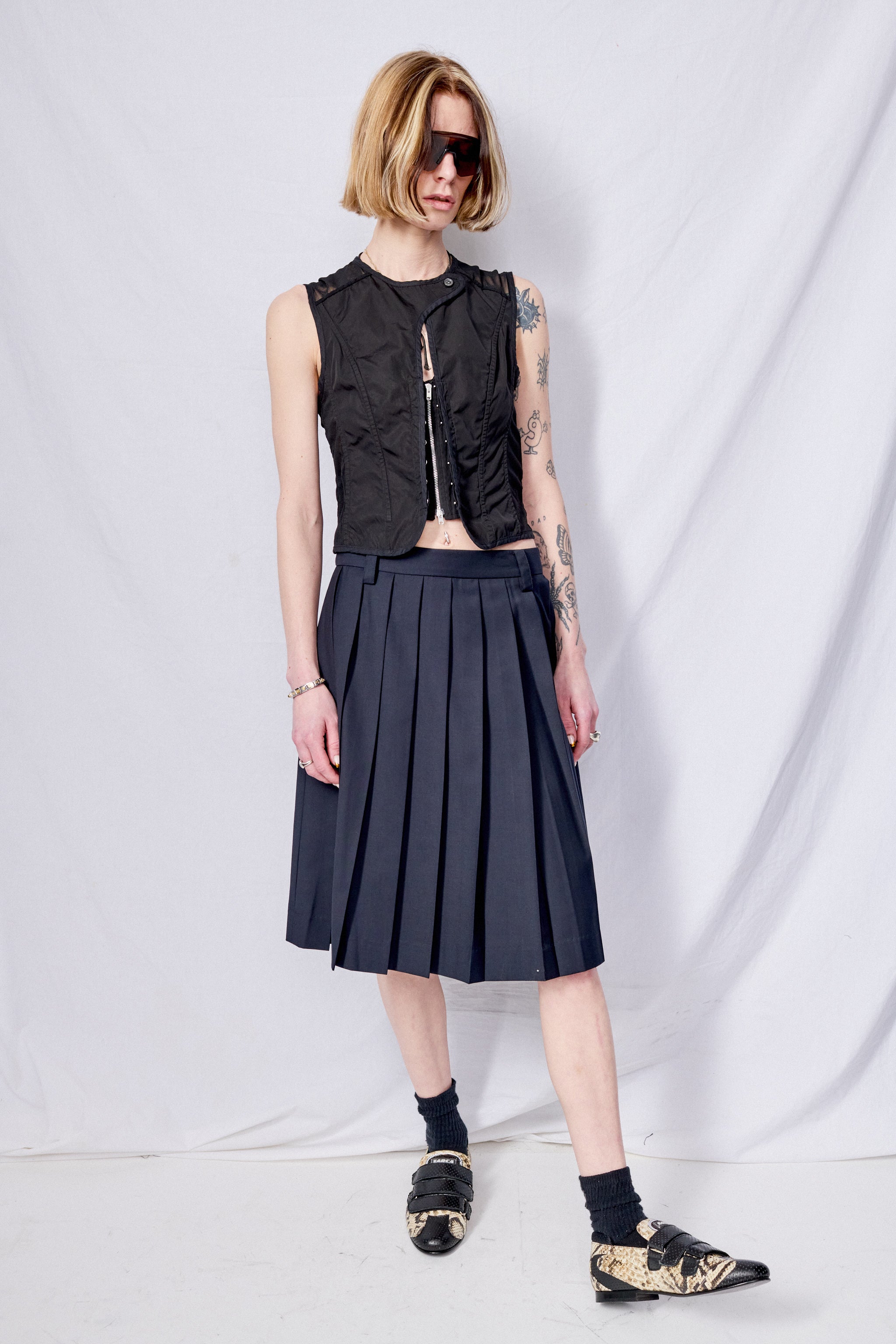 Black All Day Poplin Corset Vest