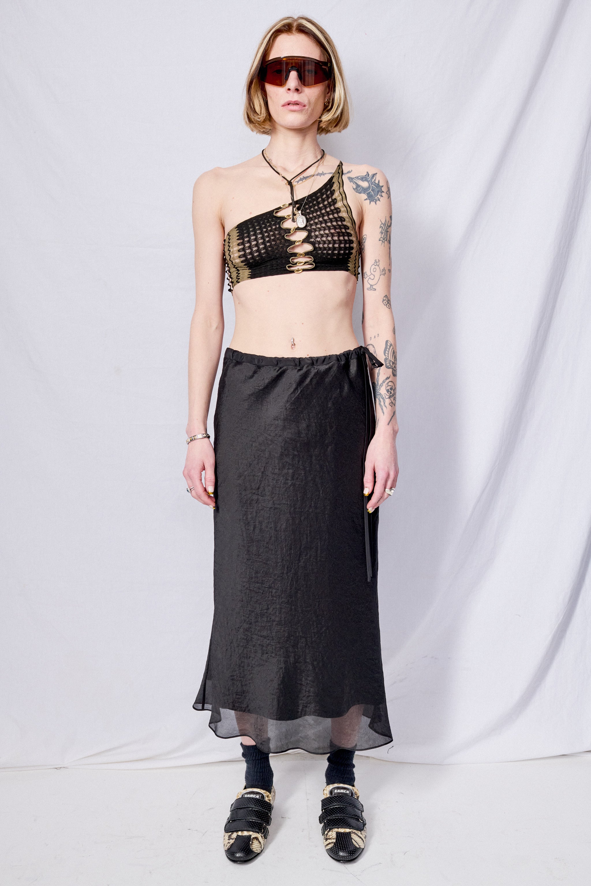 Onyx Ripple One-Shoulder Tank Top