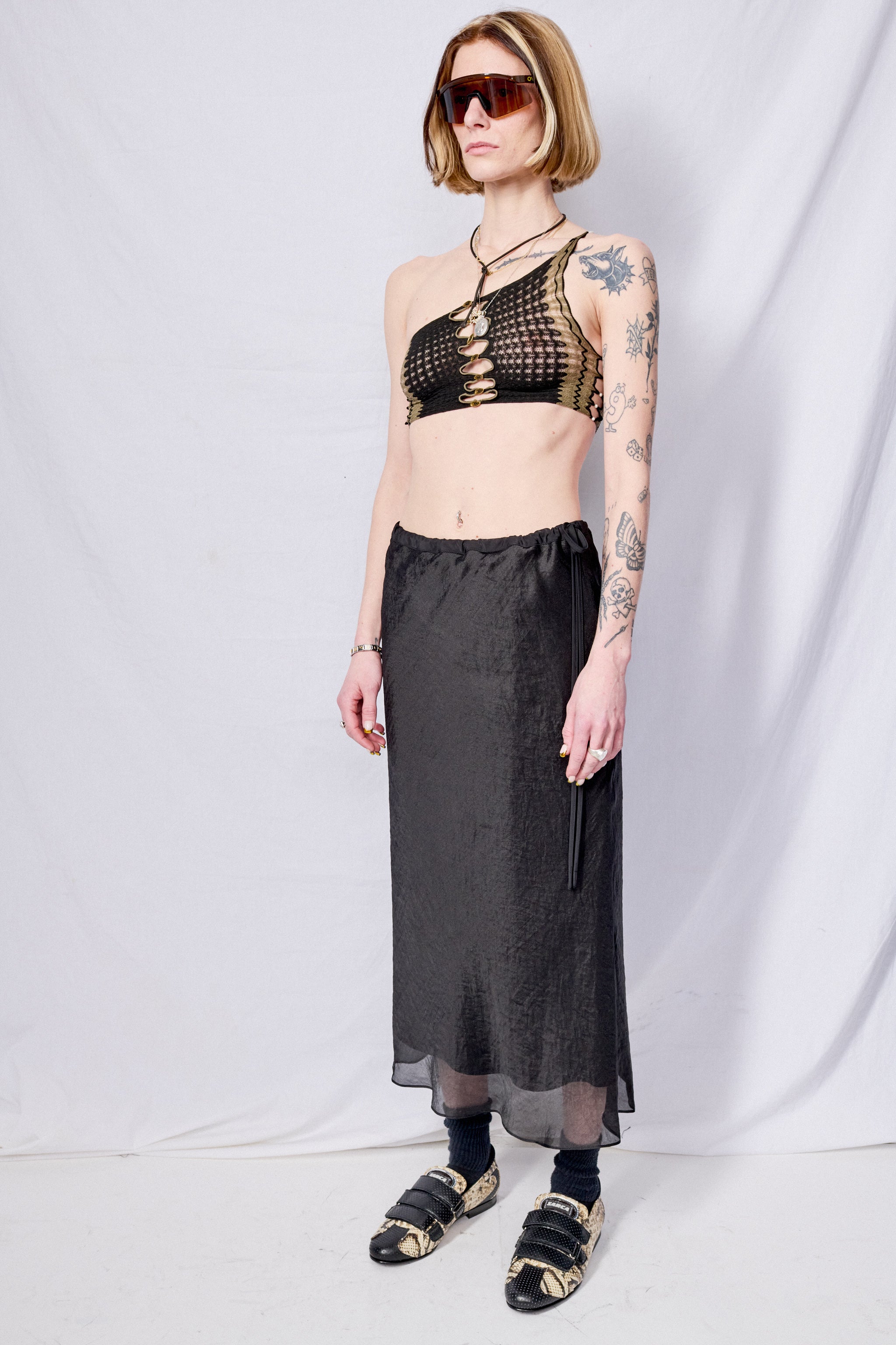 Onyx Ripple One-Shoulder Tank Top