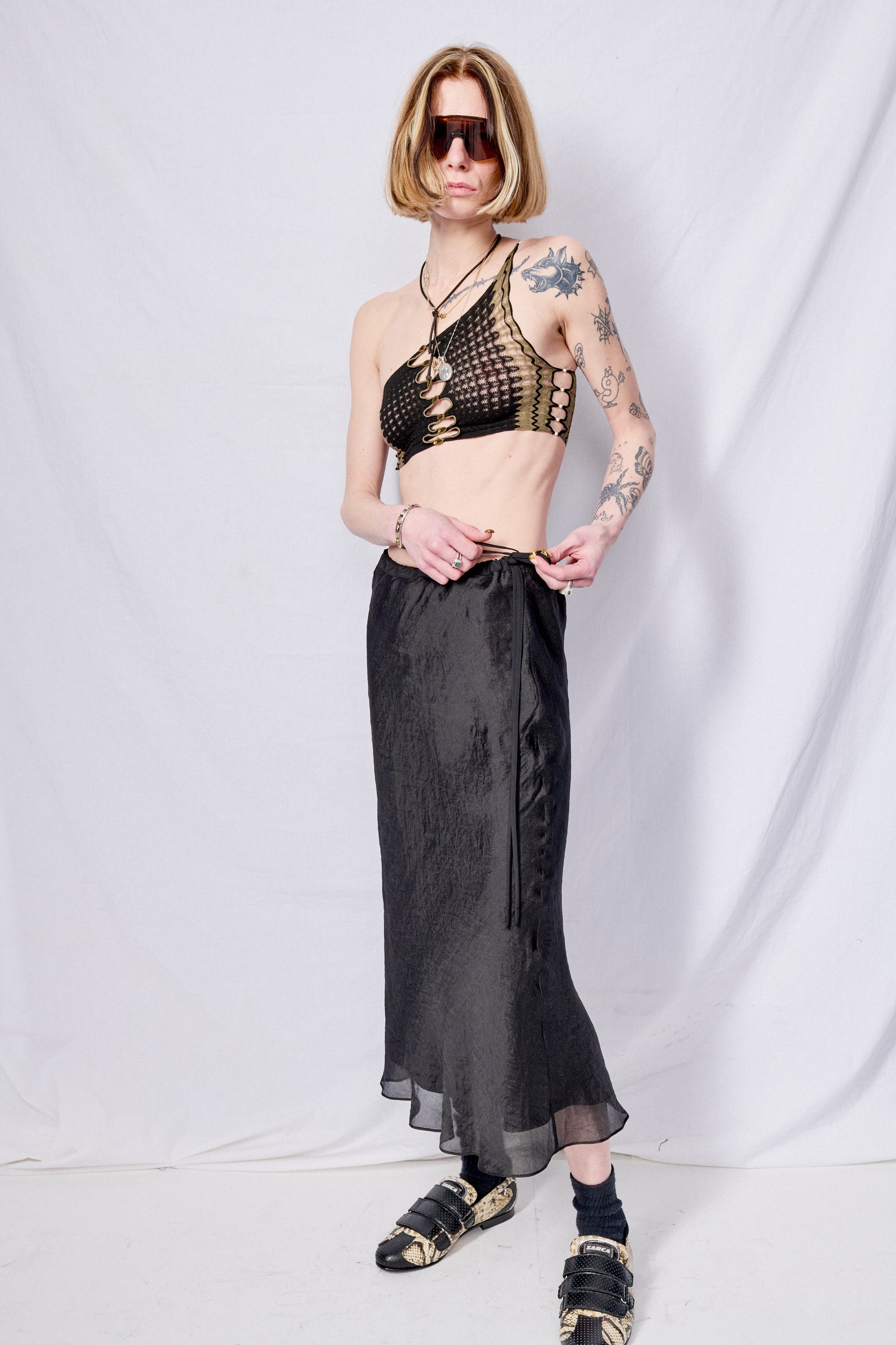 Onyx Ripple One-Shoulder Tank Top