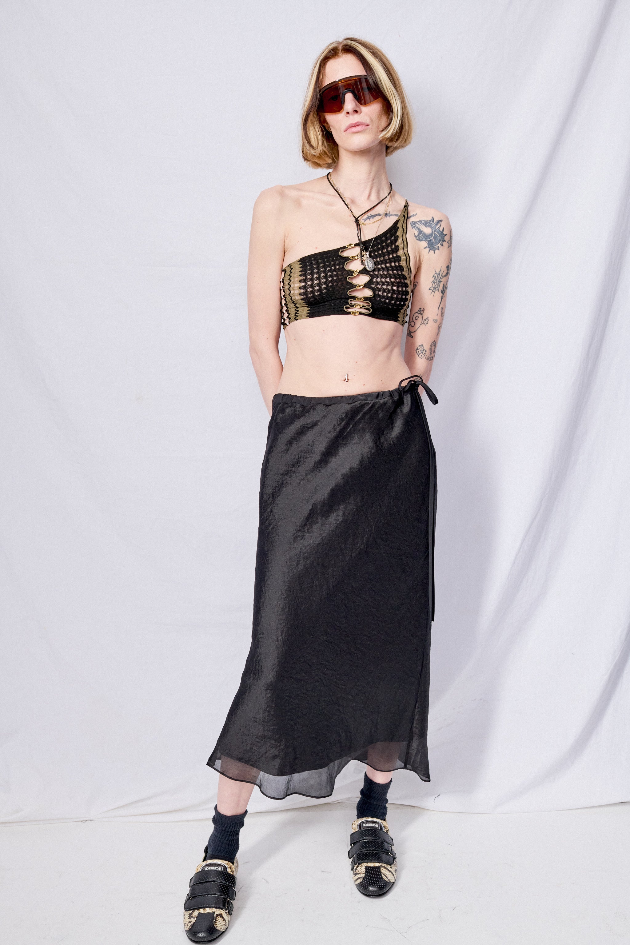 Onyx Ripple One-Shoulder Tank Top