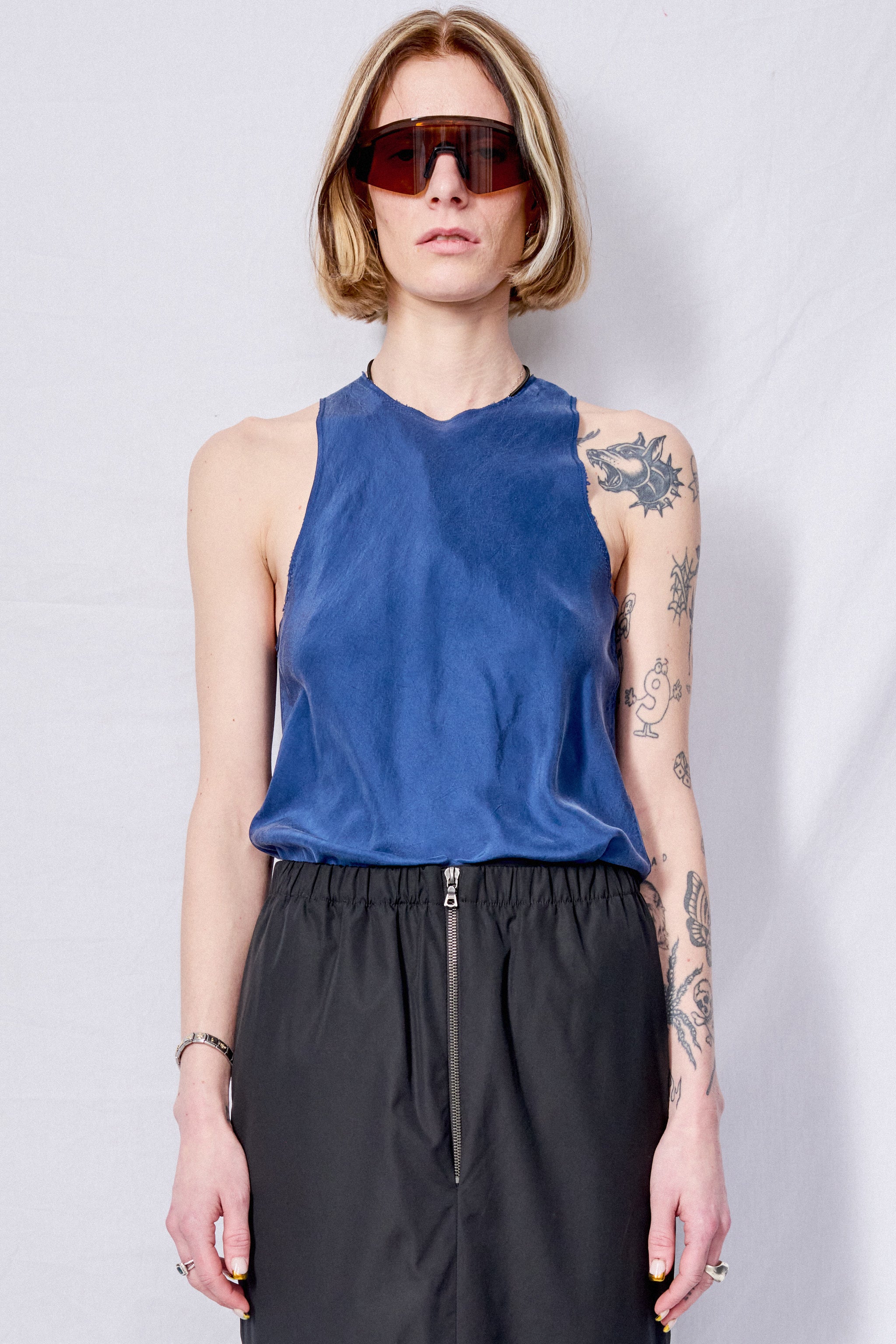 No.73 Blue Silk Pongee Top