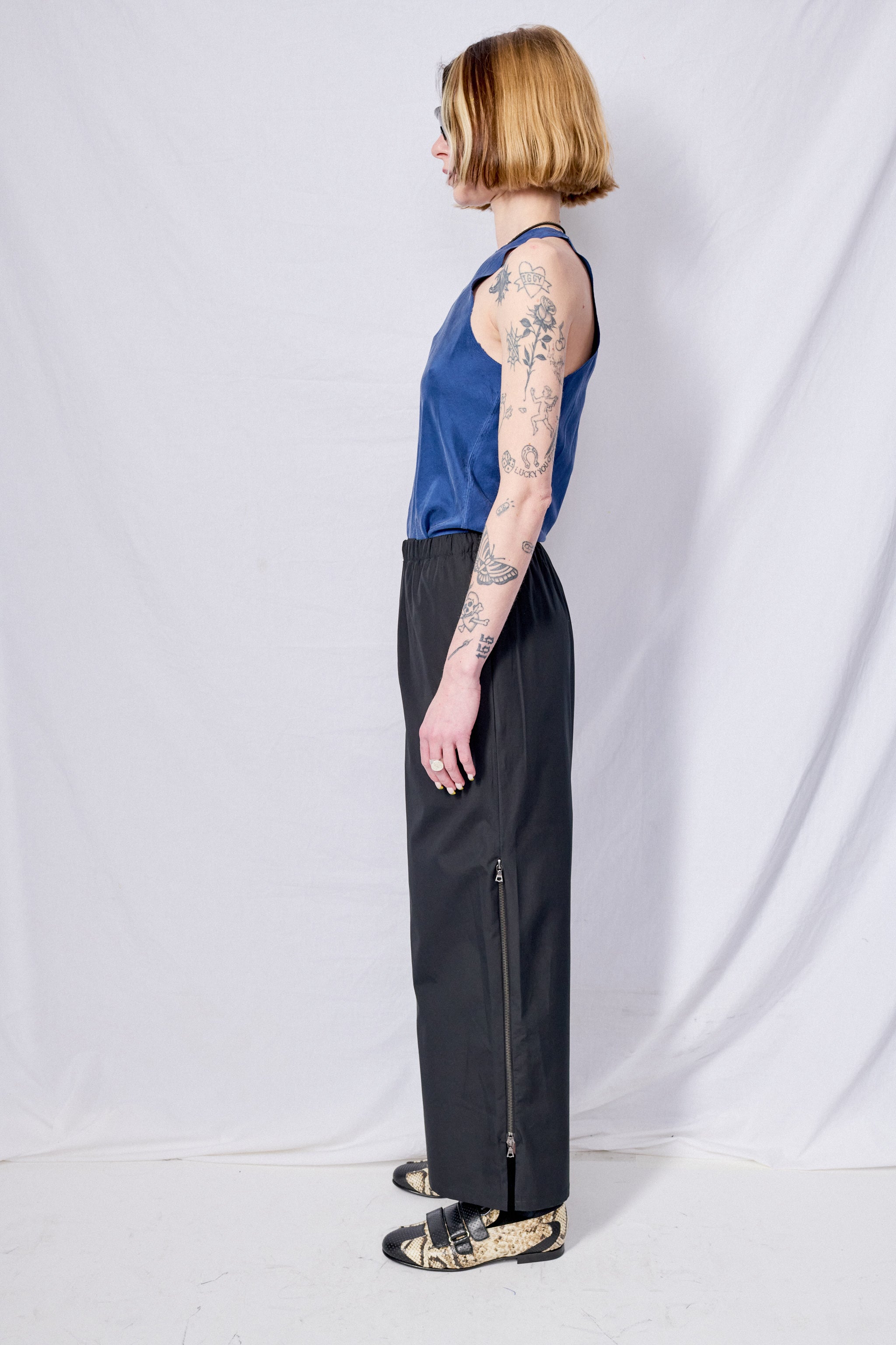No.309 Black Poplin Three Zipper Skirt