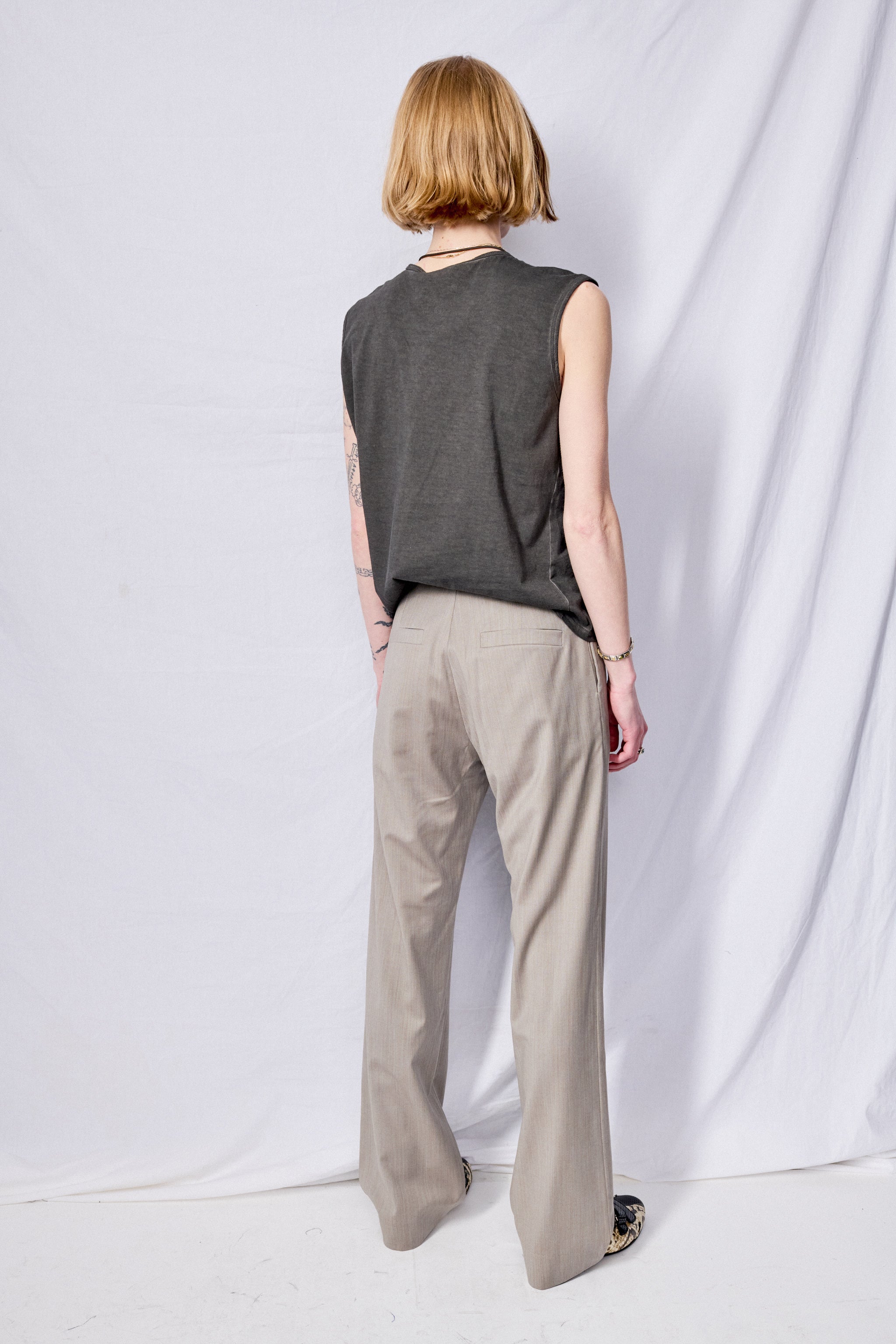 No.205 Grey Rainsystem Summer Wool Tailored Trousers