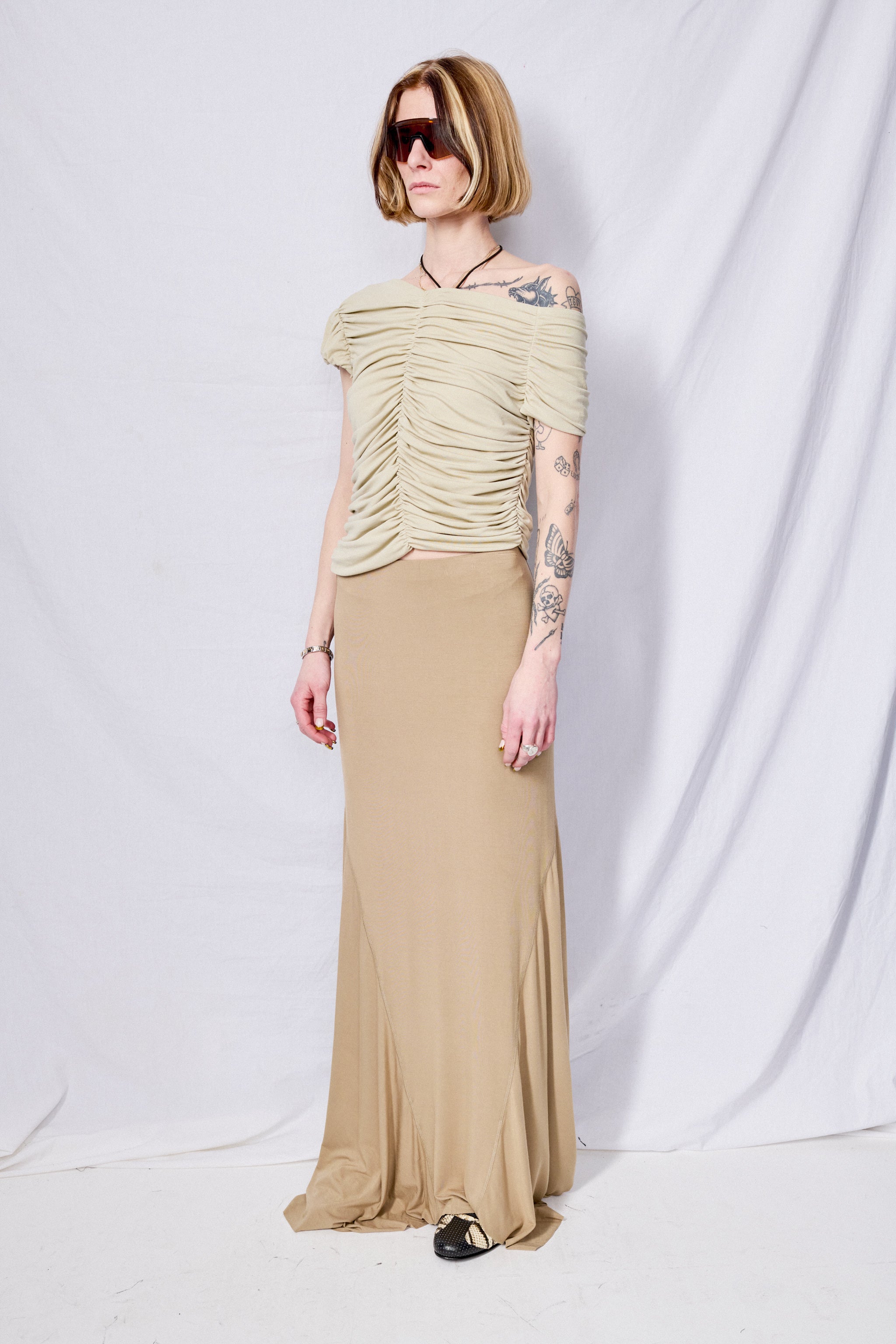 Sage Flowy Ruched Top