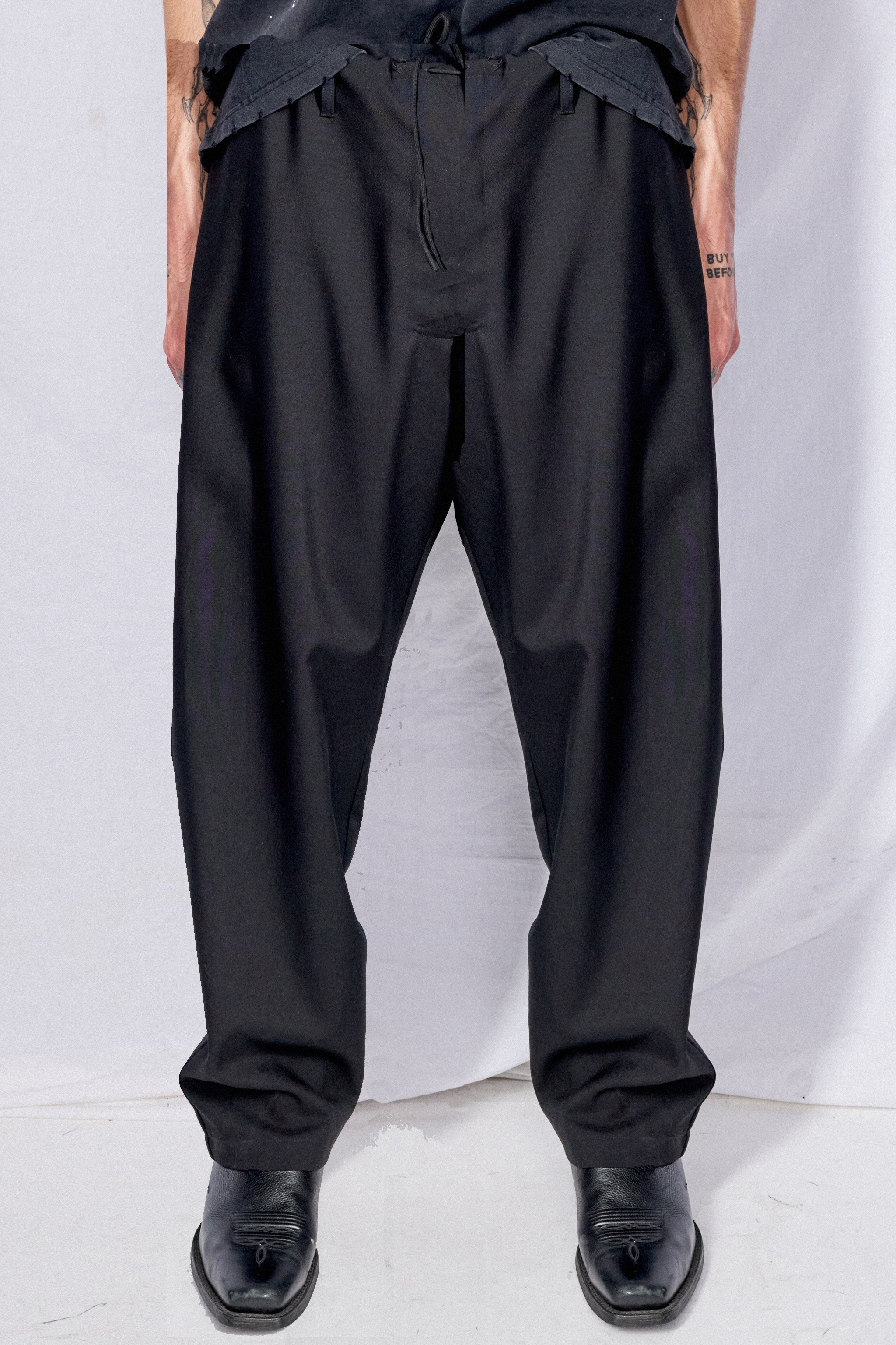 Black Suiting Drawstring Pant