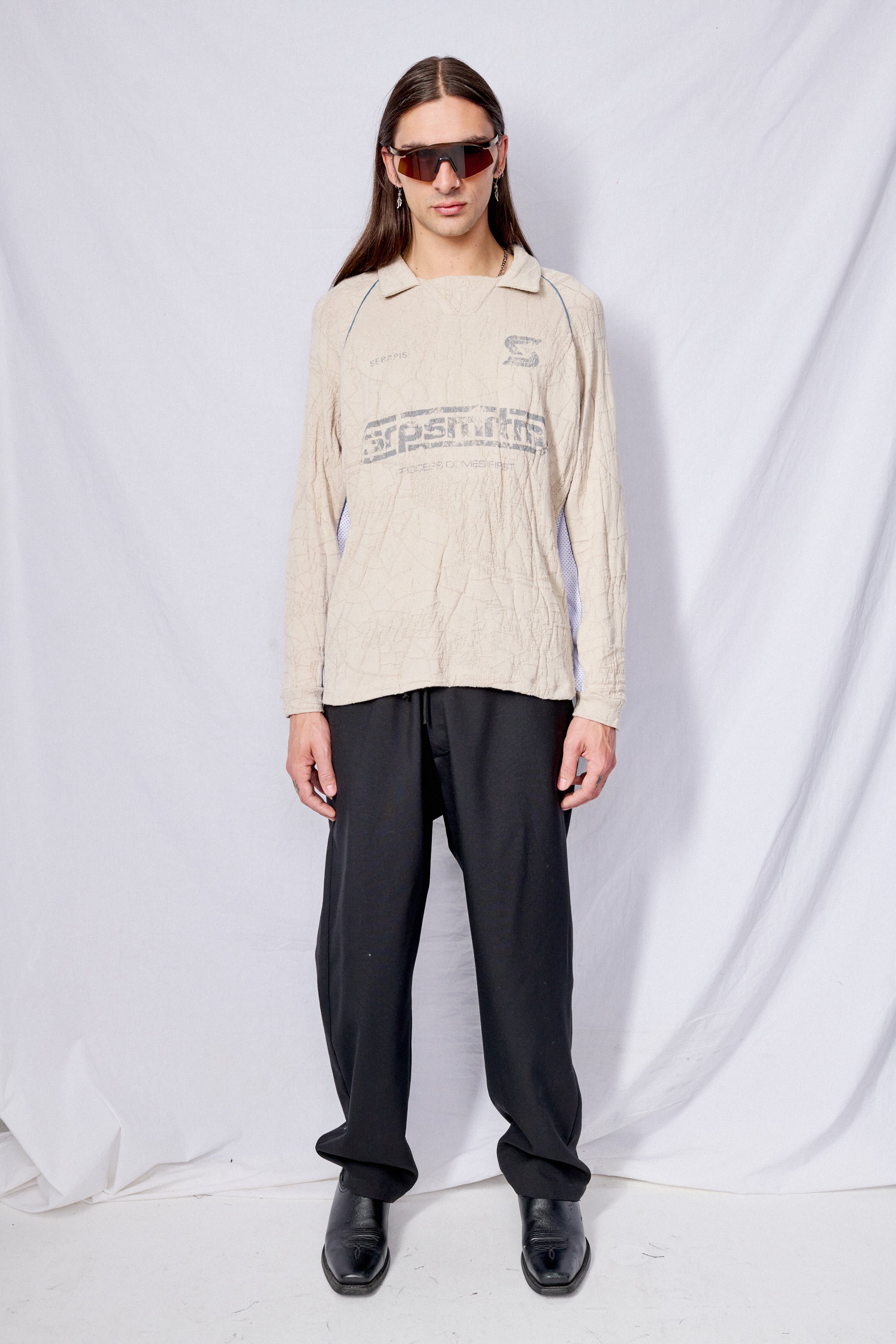 Beige Knit Football Top