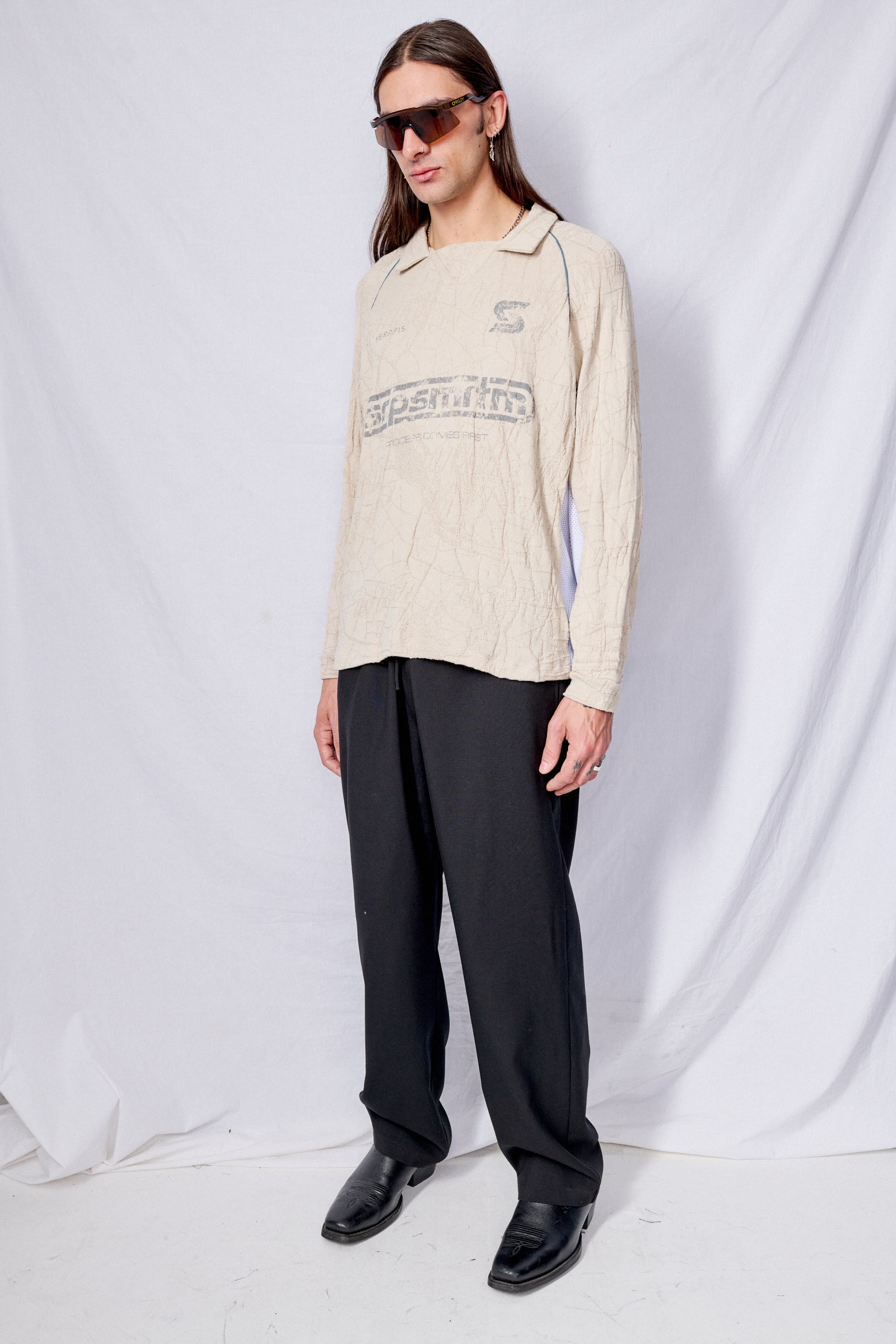 Beige Knit Football Top