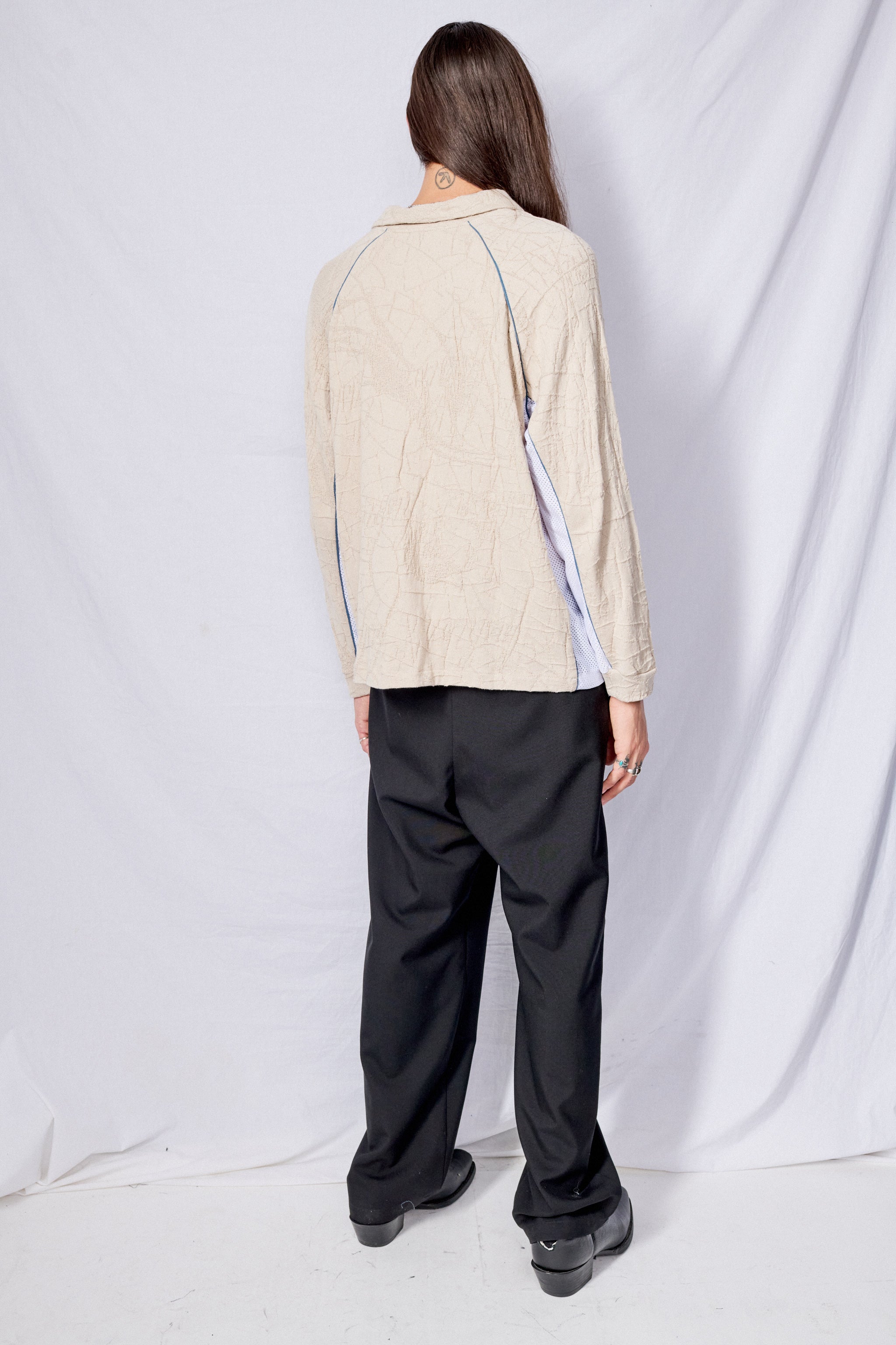 Beige Knit Football Top