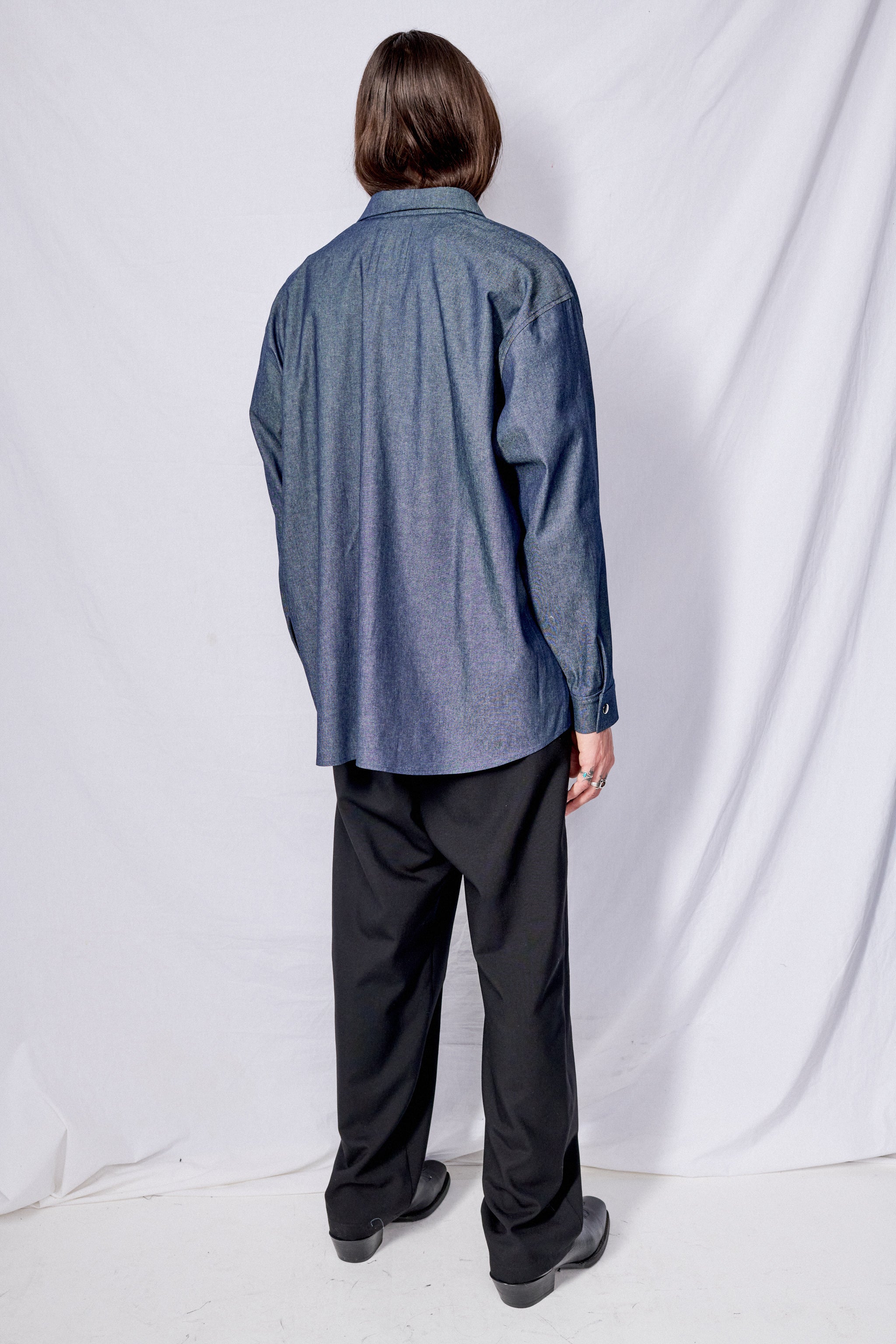 Indigo Denim Loose Snap Shirt